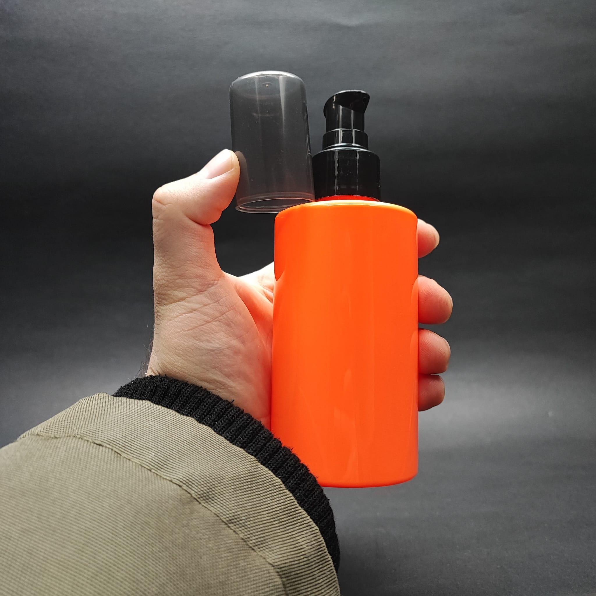 200 CC KÜT BOYUNLU SİLİNDİR PET ŞİŞE (24 GR) - SİYAH LOSYON POMPALI - 200 ML PLASTİK ŞİŞE - TURUNCU