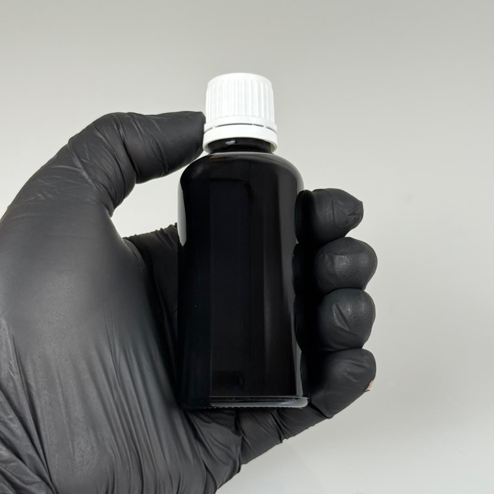 50 CC SİYAH İÇTEN DAMLALIKLI (OPSİYONEL DAMLALIK) - BEYAZ KİLİTLİ KAPAKLI CAM ŞİŞE - 50 ML KOLONYA TIPALI CAM ŞİŞE