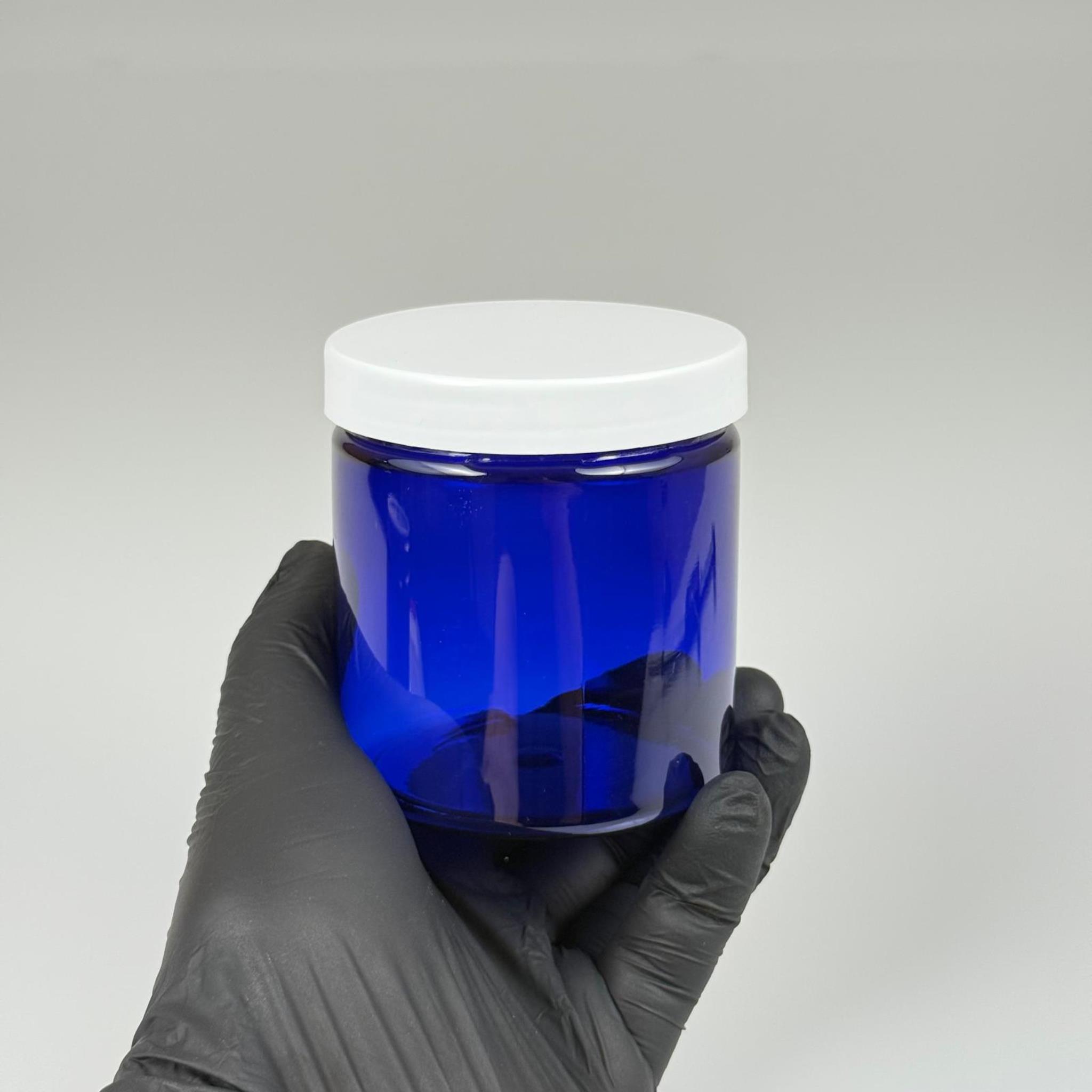 250 ML SERT PET KAVANOZ + BEYAZ PLASTİK KAPAK + İÇ TIPA - 250 CC KALIN MAVİ PLASTİK KAVANOZ BEYAZ PLASTİK KAPAKLI İÇ TIPALI TAKIM - KREM KAVANOZLARI
