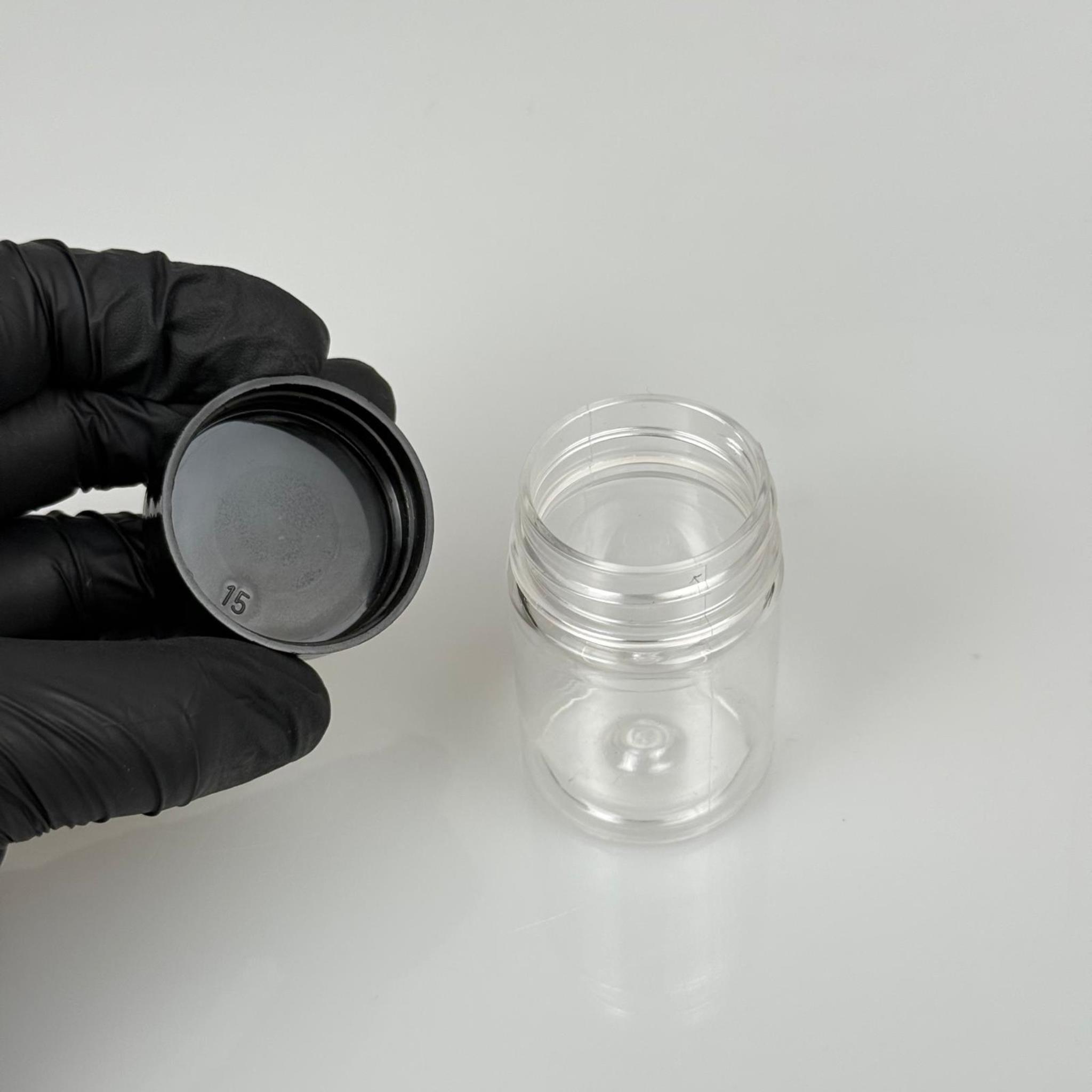 50 CC PET ŞİŞE GENİŞ AĞIZLI - SİYAH KAPAKLI - 50 ML PLASTİK NUMUNE KAVANOZU, MİNİ TABLET KAVANOZU