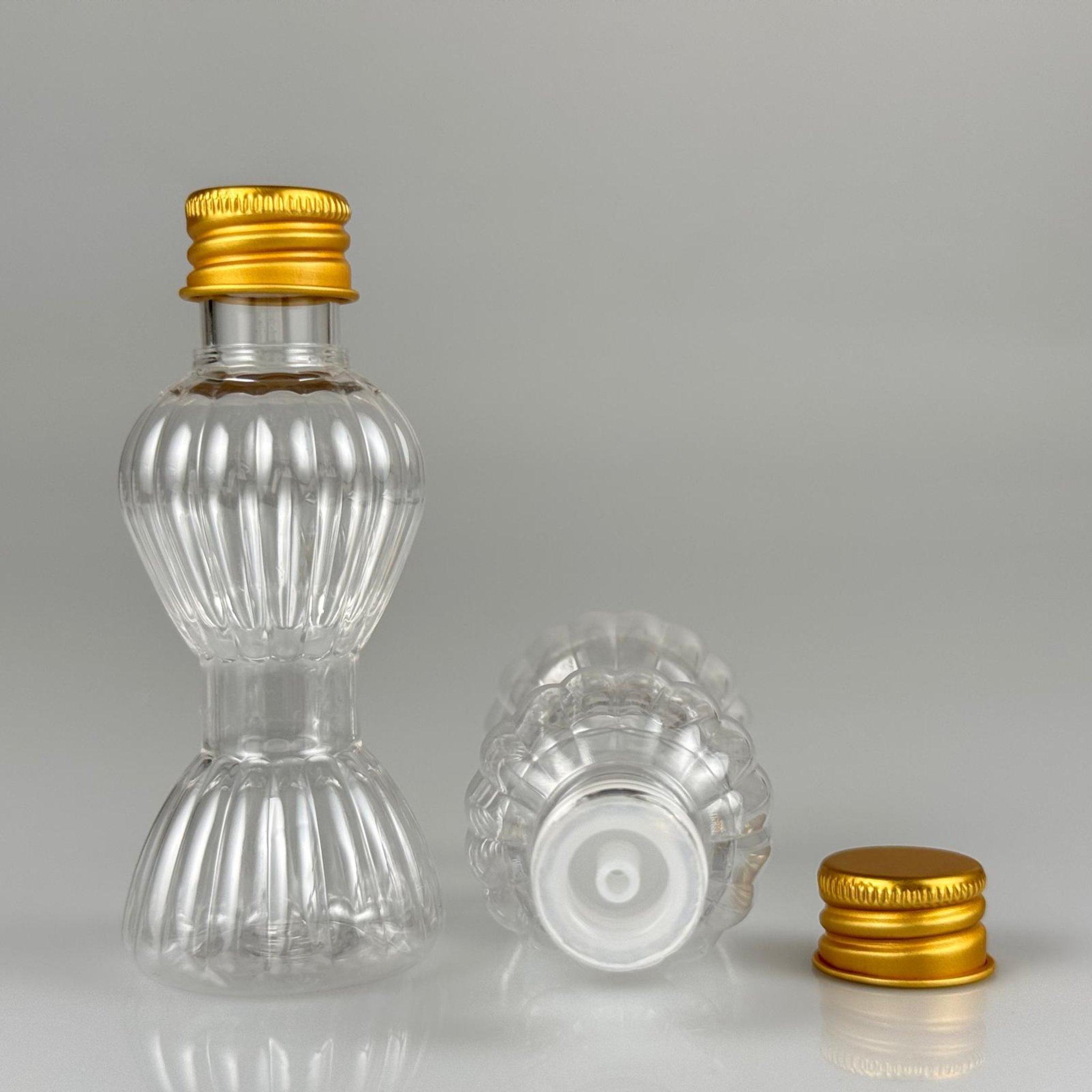40 CC MİNİ PIRLANTA ŞİŞE + KÖPÜK CONTALI GOLD ALÜMİNYUM METAL KAPAKLI + DAMLALIKLI KOLONYA TIPALI TIPALI TAKIM - 40 ML CAMPET ŞİŞE