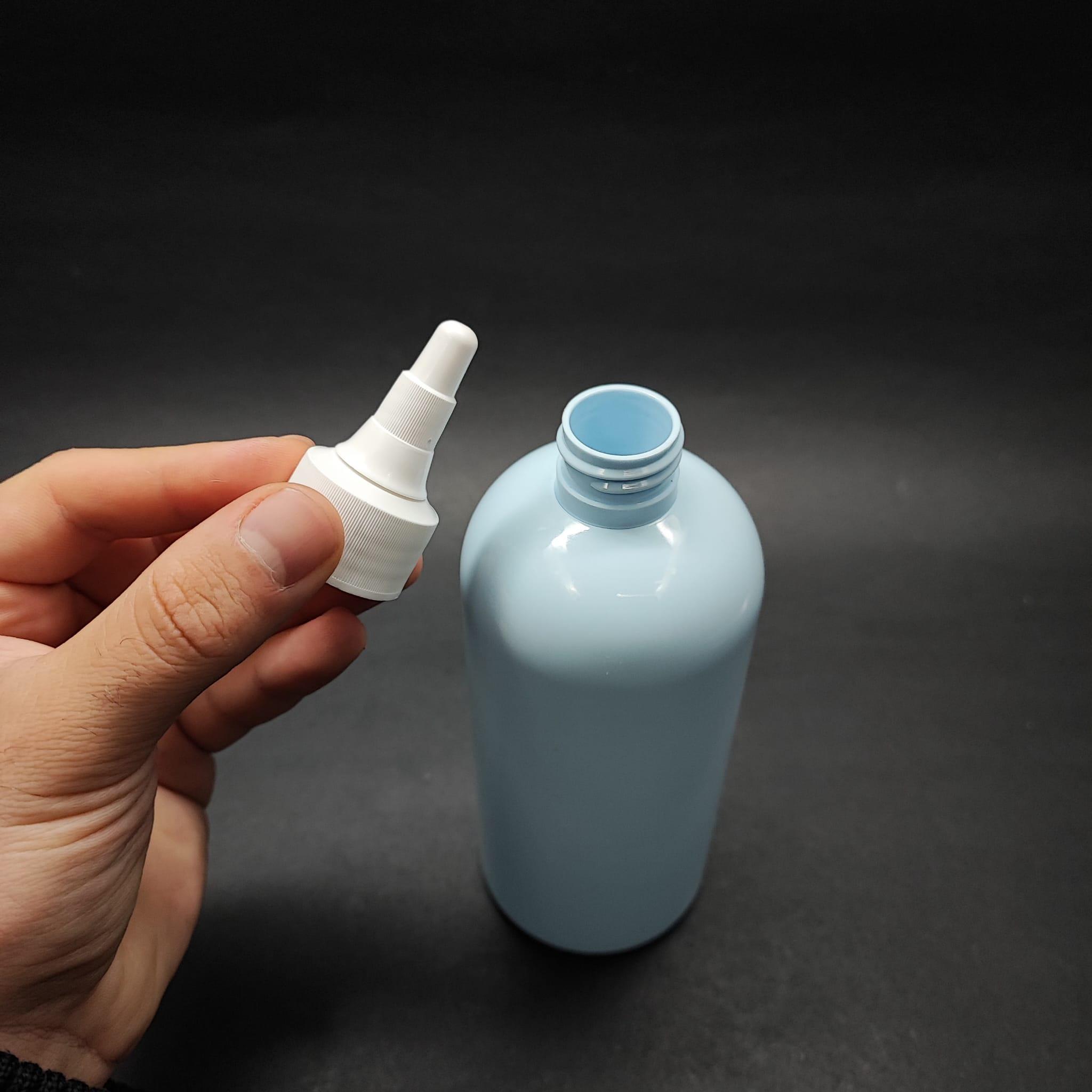 400 CC OVAL BOYUNLU SİLİNDİR PET ŞİŞE (30 GR) - BEYAZ ASANSÖR KAPAKLI - 400 ML PLASTİK ŞİŞE - BEBEK MAVİSİ