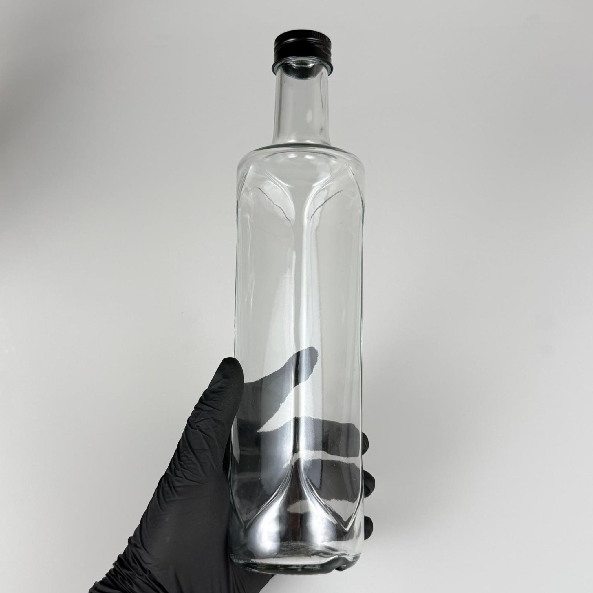 500 CC DESENLİ DORİKA CAM ŞİŞE - SİYAH METAL ALÜMİNYUM KAPAKLI - 500 ML DORİKA YAĞ ŞİŞESİ - SİRKE ŞİŞESİ