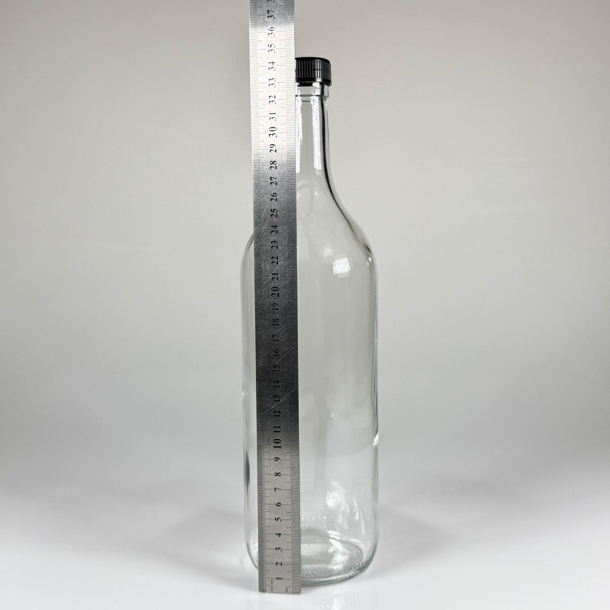 1500 CC ŞEFFAF CAM ŞİŞE - SİYAH KAPAKLI - 1500 ML CAM ŞİŞE - 1,5 LİTRE CAM ŞİŞE