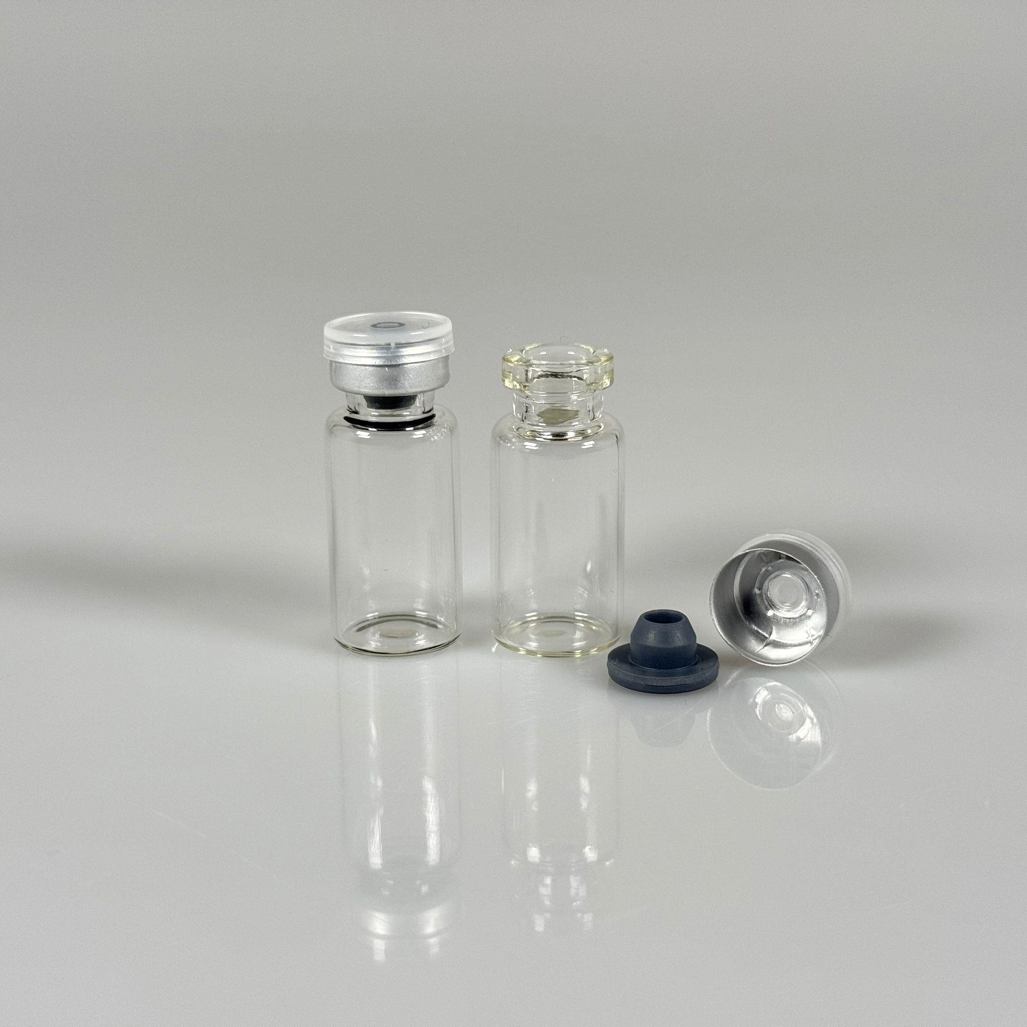 3 ML vial flakon şişe - 13 ağız 3 cc şeffaf cam ilaç şişesi + kauçuk butil enjektör tıpası + gümüş alüminyum kapaklı takım