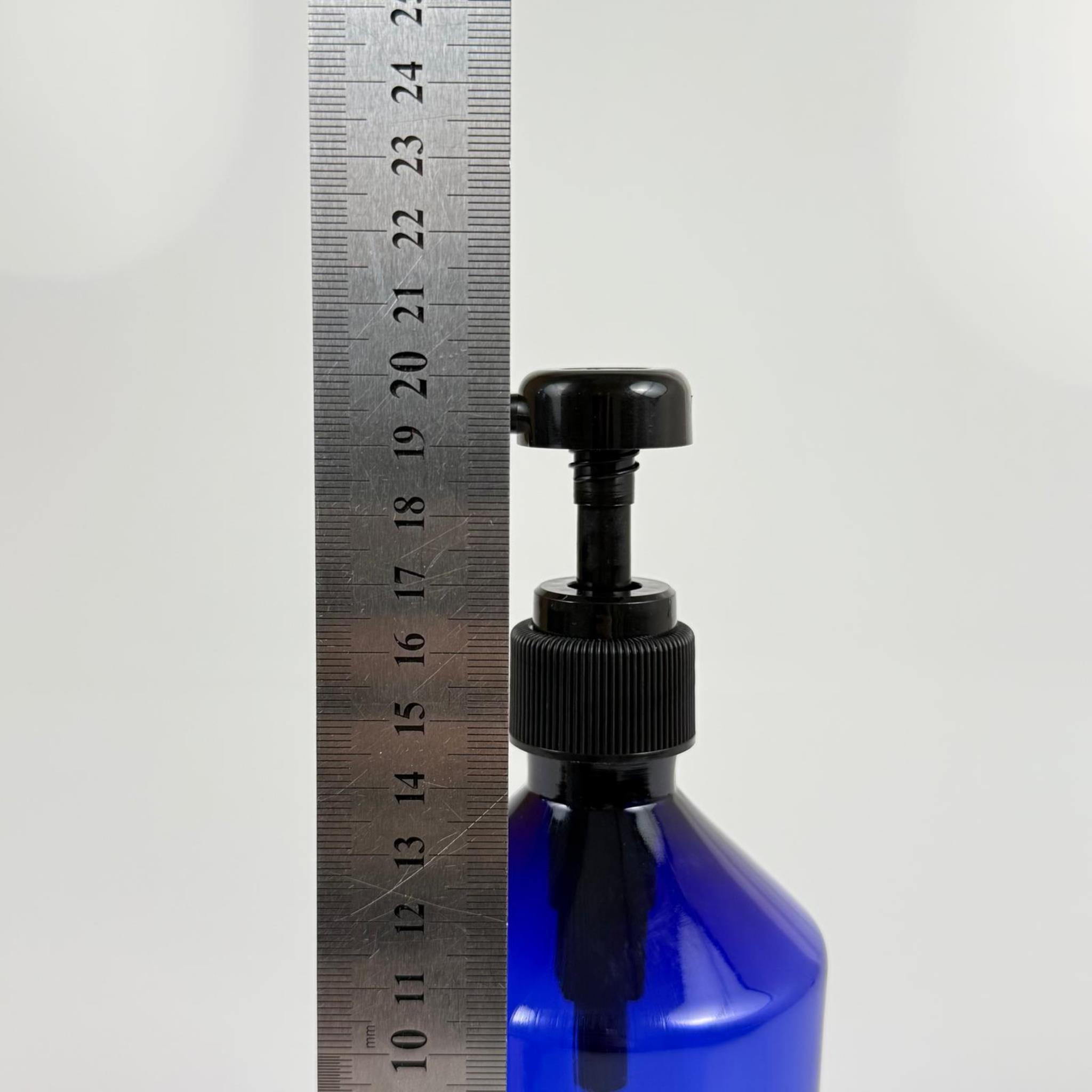 500 CC PET LACİVERT KÜT MODEL ŞİŞE - SİYAH DOZAJ POMPALI (HER BASMADA 4 CC SIVI ATAR) - 0,5 LT POMPALI ŞİŞE - ŞURUP, ŞAMPUAN, KREM GİBİ YOĞUN KIVAMLI SIVILARDA KULLANILIR