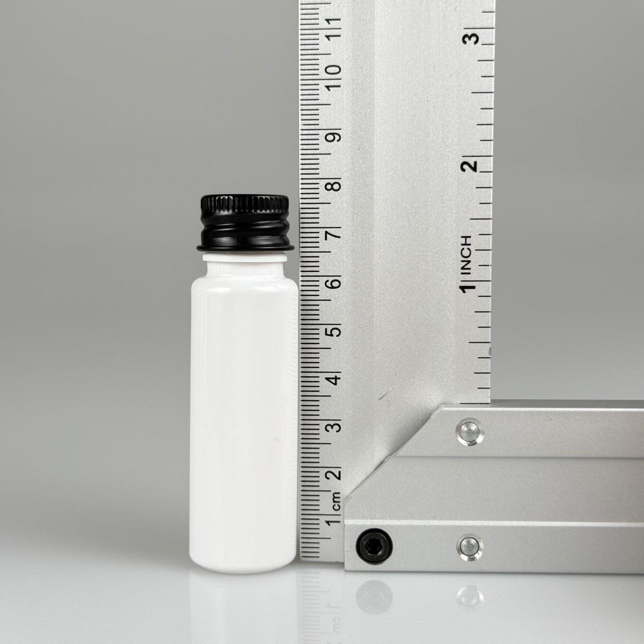 20 CC BEYAZ PET SHOT ŞİŞE - KÖPÜK CONTALI SİYAH ALÜMİNYUM METAL KAPAKLI + KÖR TIPALI TAKIM - 20 ML PLASTİK ŞİŞE