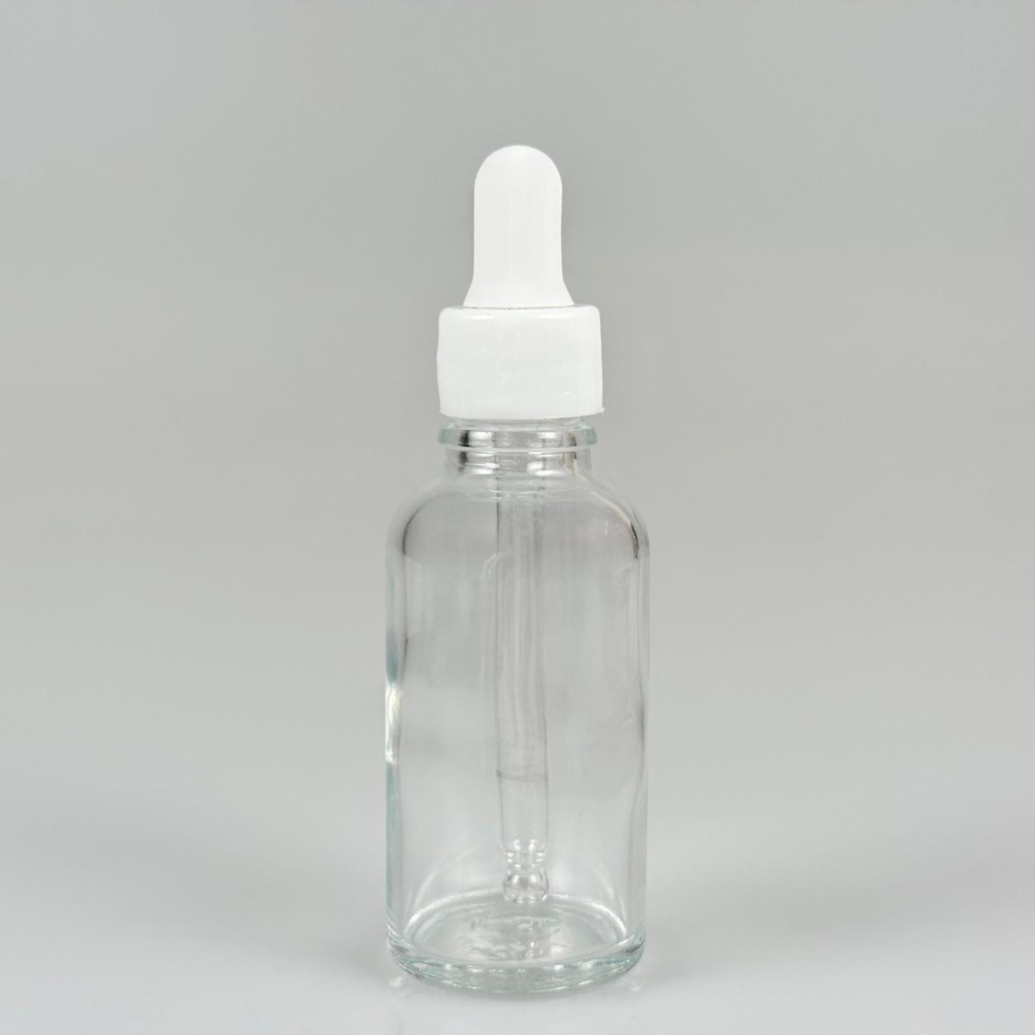 30 CC ŞEFFAF CAM DAMLALIKLI ŞİŞE - BEYAZ EMZİK + BEYAZ DÜZ KAPAK + CAM PİPET TAKIM - 30 ML DAMLALIKLI ŞİŞE SETİ