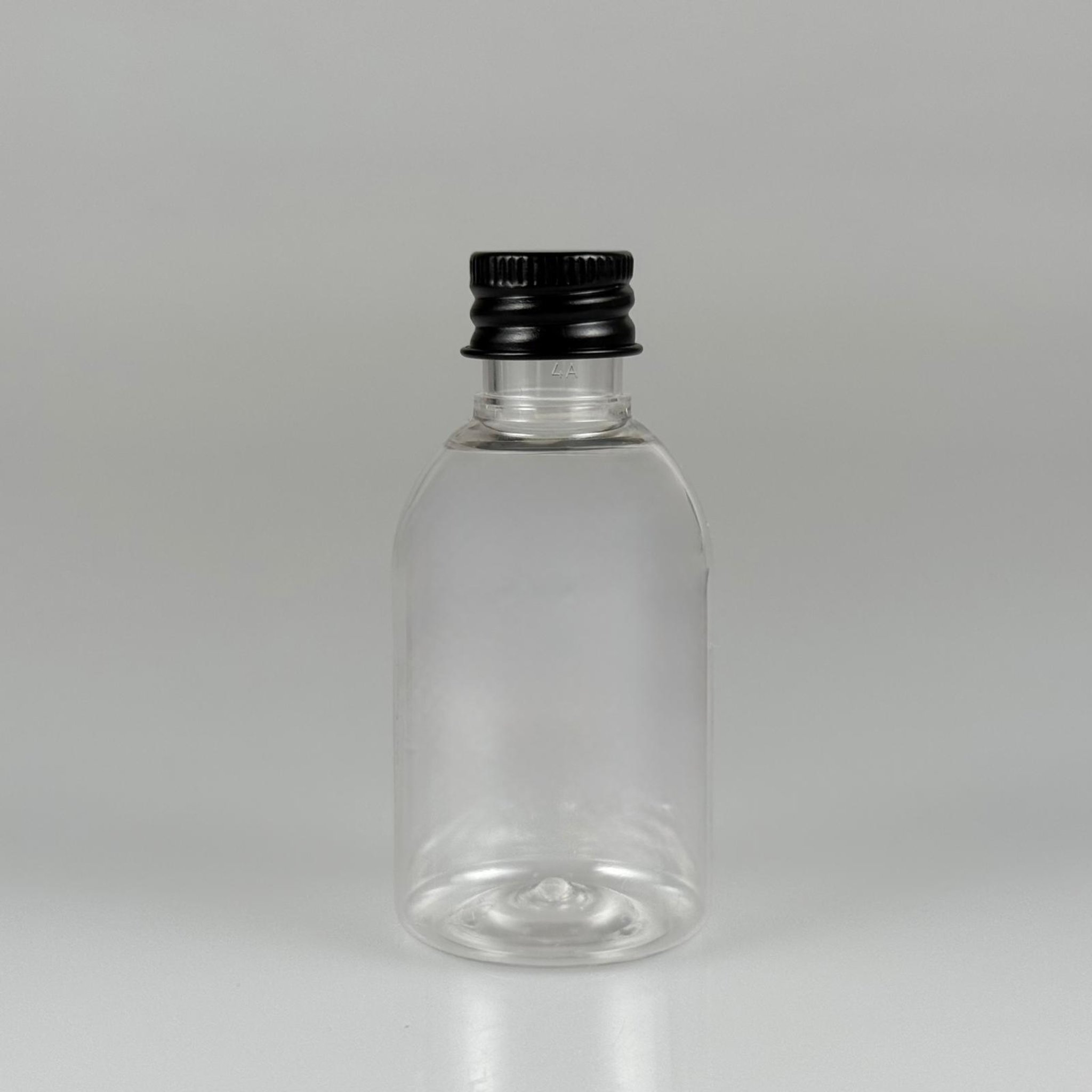 50  CC BUKLET PET ŞİŞE + KÖPÜK CONTALI SİYAH ALÜMİNYUM METAL KAPAKLI TAKIM - 50 ML PLASTİK ŞİŞE