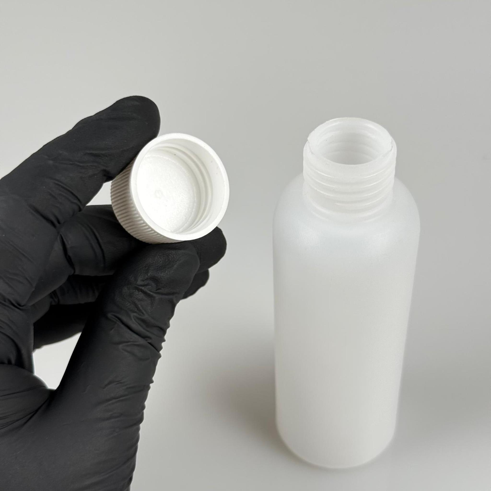 100 CC NATÜREL SERT POLİETİLEN ŞİŞE + BEYAZ KAPAKLI  ( 24 MM ) - 100 ML SERT POLİETİLEN ŞİŞE
