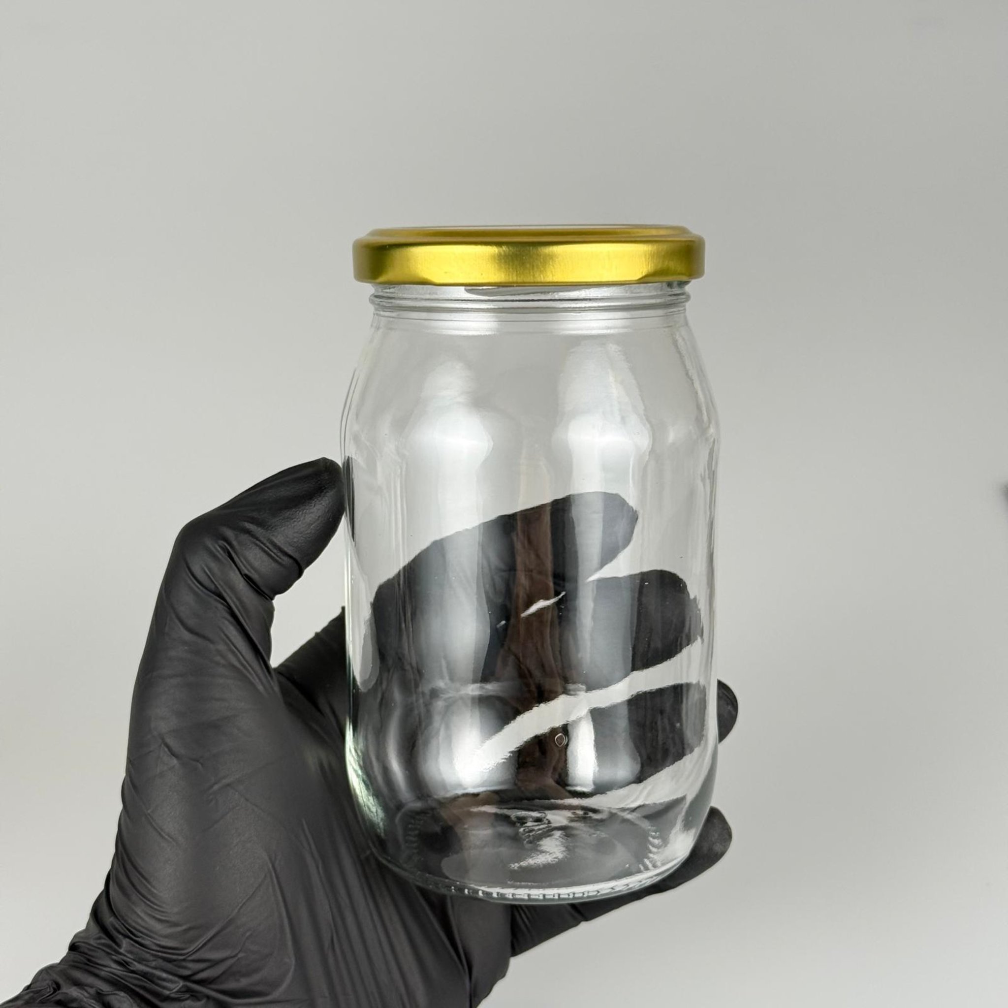 370 CC STANDART KAVANOZ + GOLD METAL KAPAKLI + KENDİNDEN YAPIŞKANLI KÖPÜK CONTALI TAKIM - 370 ML CAM KAVANOZ