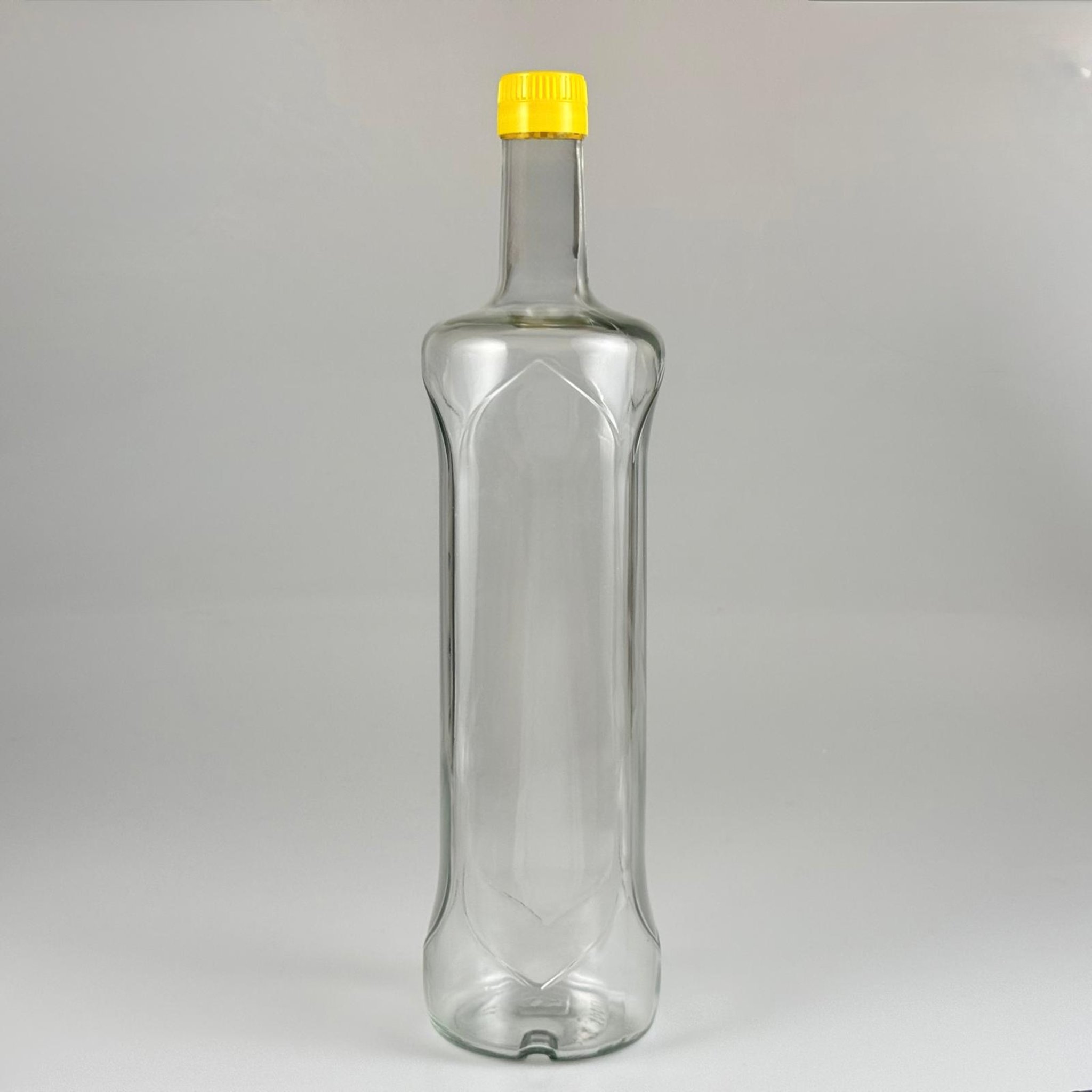 1000 CC DESENLİ DORİKA ŞEFFAF CAM ŞİŞE + SARI ÇAKMA KAPAKLI TAKIM - 1000 ML MANTAR TIPALI ÇAKMA AĞIZ  CAM ŞİŞE