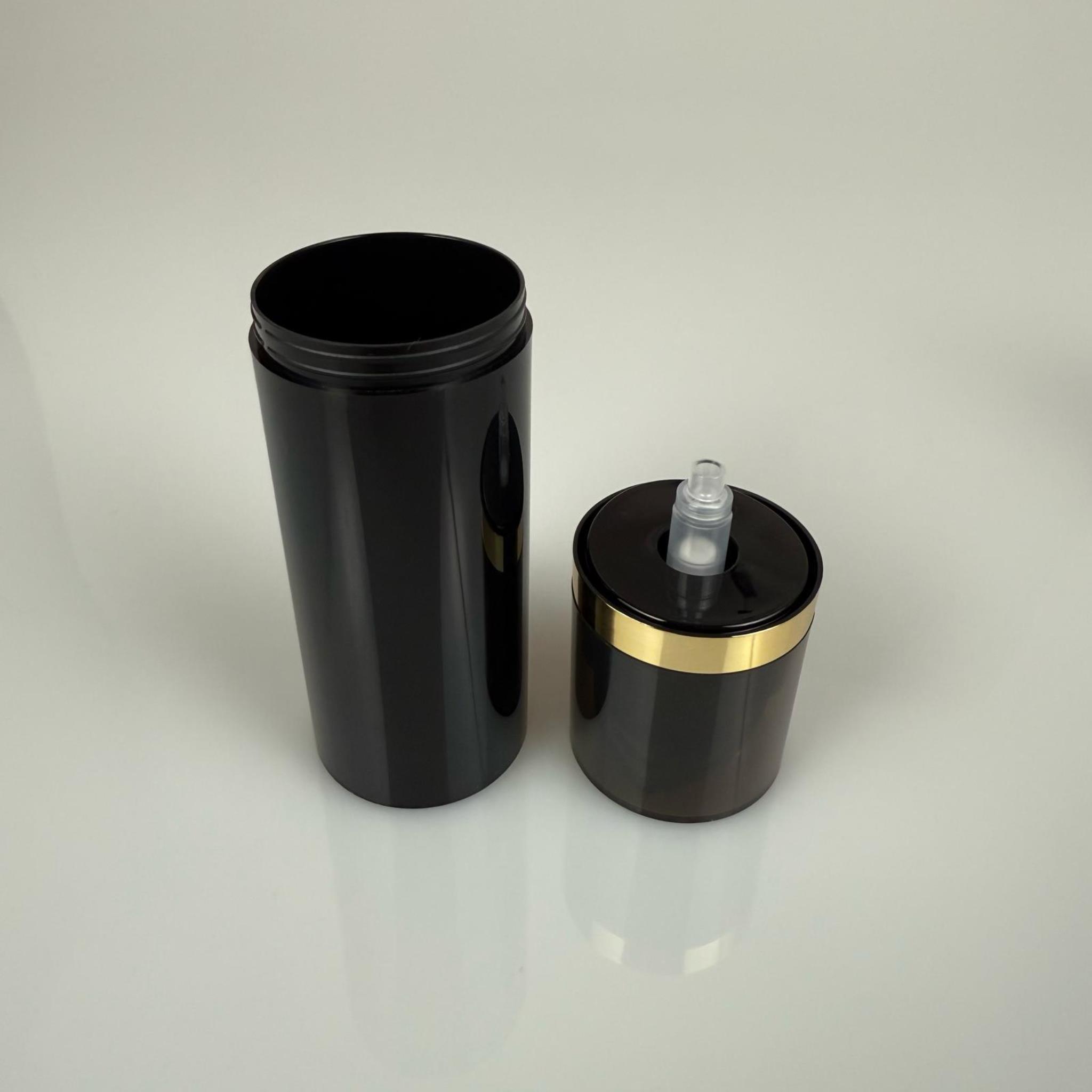 BOŞ KREM VE LOSYON ŞİŞESİ 50 ML BOŞ AİRLESS ŞİŞE - HAVASIZ POMPALI SİYAH - GOLD YALDIZLI AİRLESS ASANSÖR ŞİŞE - GÜNEŞ KREMİ , TONİK VB AMBALAJI