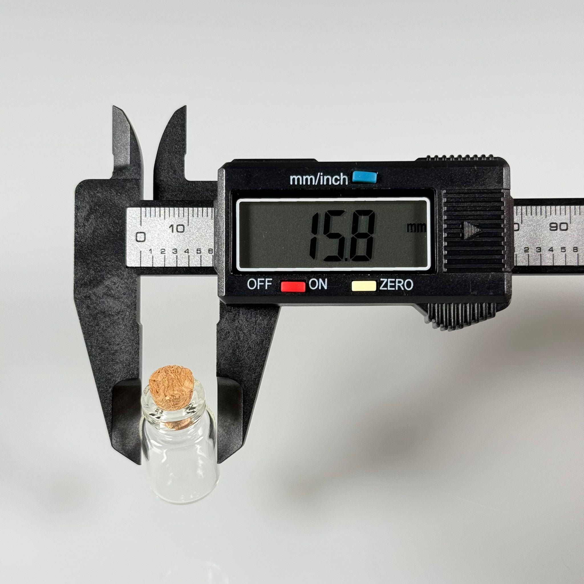 MİNİ CAM ŞİŞE MANTAR TIPALI 2 CC - anahtarlık, aksesuar. kolye, minyatür, mektup, tılsım vb için 2 ml şeffaf küçük cam şişeler