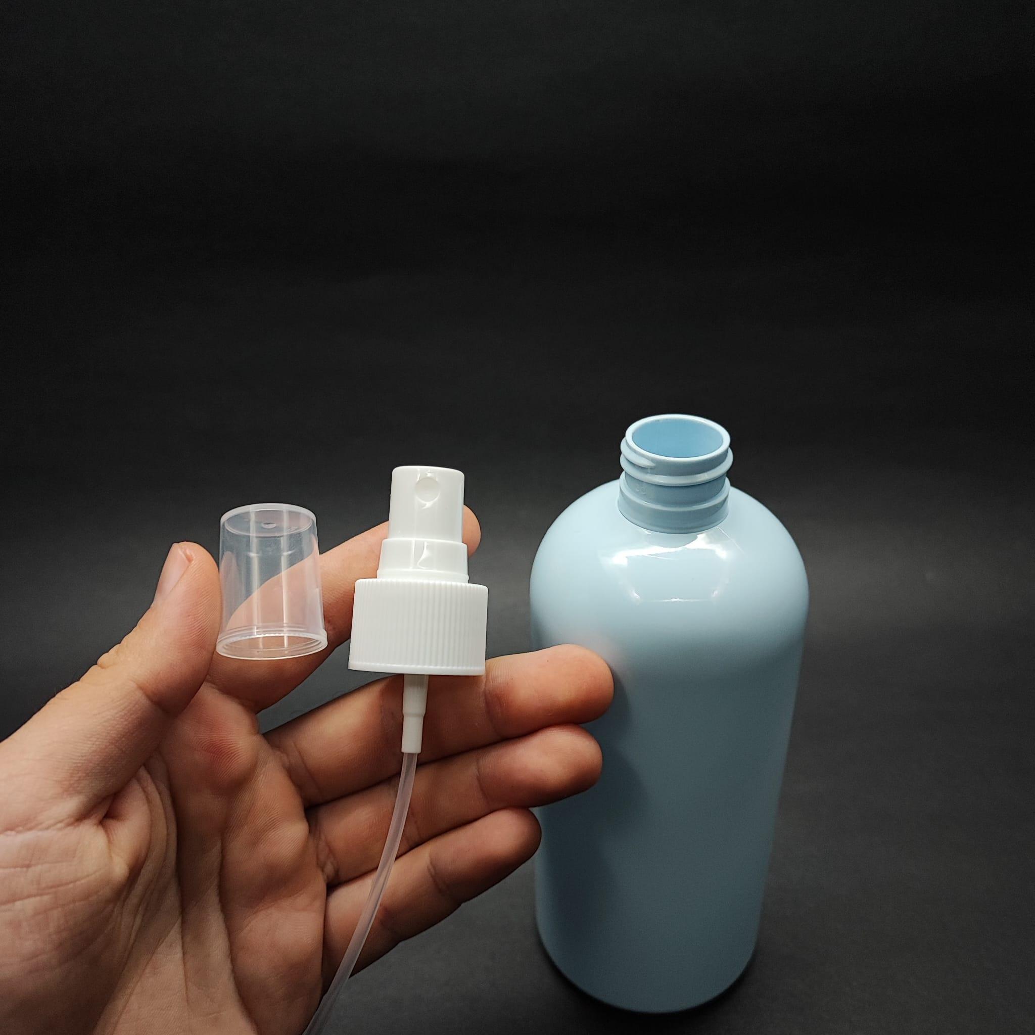 400 CC OVAL BOYUNLU SİLİNDİR PET ŞİŞE (30 GR) - BEYAZ SPREYLİ - 400 ML PLASTİK ŞİŞE - BEBEK MAVİSİ