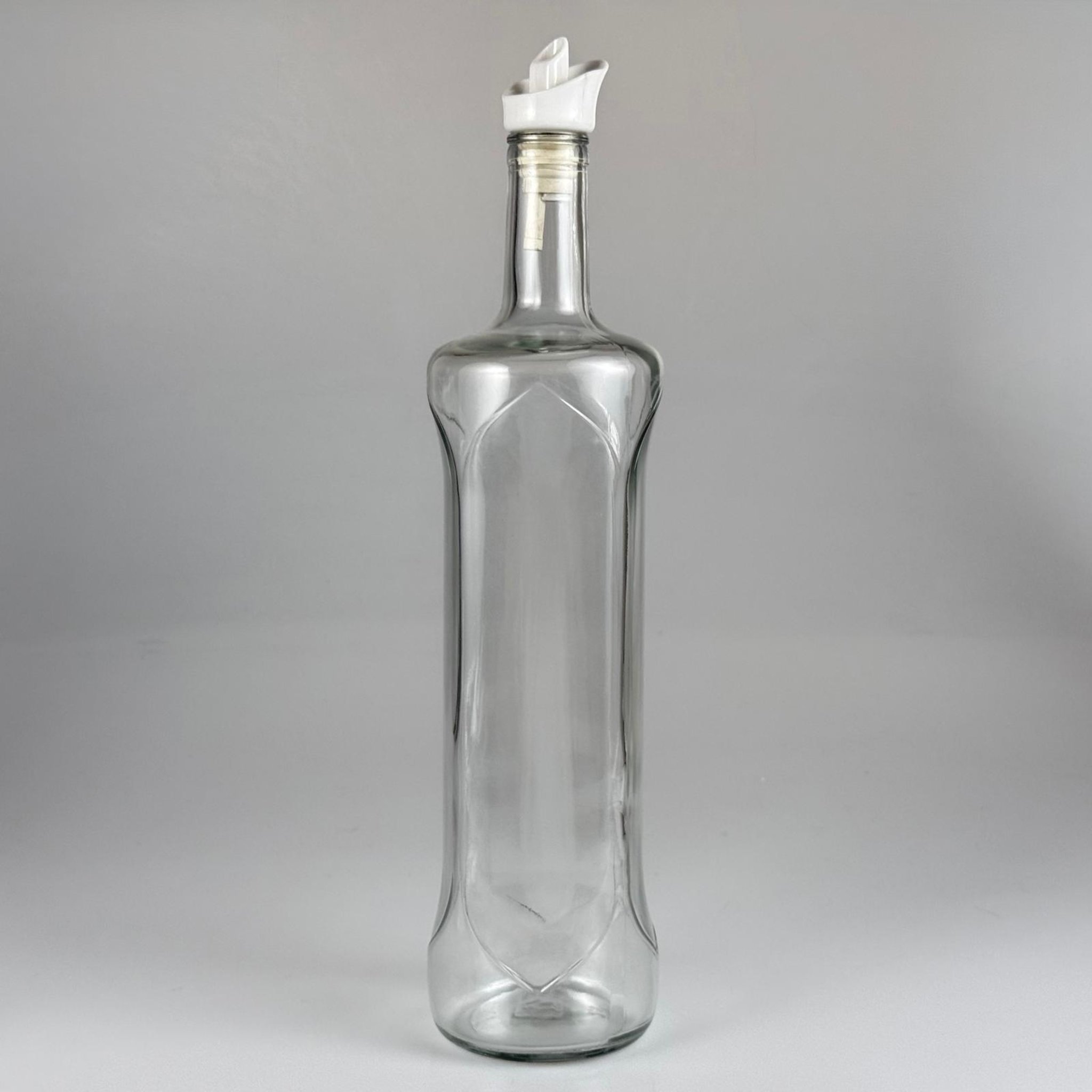 1000 CC DESENLİ DORİKA ŞEFFAF CAM ŞİŞE + HAVUZLU BEYAZ AKITICILI TAKIM - 1000 ML MANTAR TIPALI ÇAKMA AĞIZ  CAM ŞİŞE