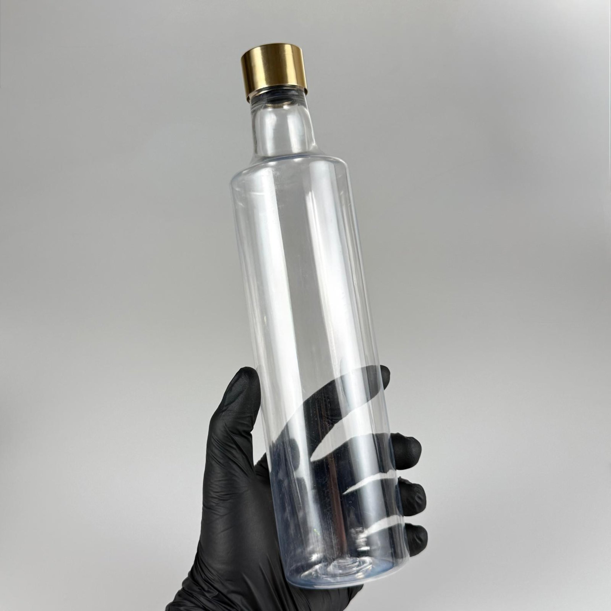 500 CC DORİKA SİLİNDİR PET ŞİŞE + ALÜMİNYUM KAPLAMALI GOLD KAPAKLI + KÖR TIPALI TAKIM - 500 ML DORİKA PLASTİK ŞİŞE