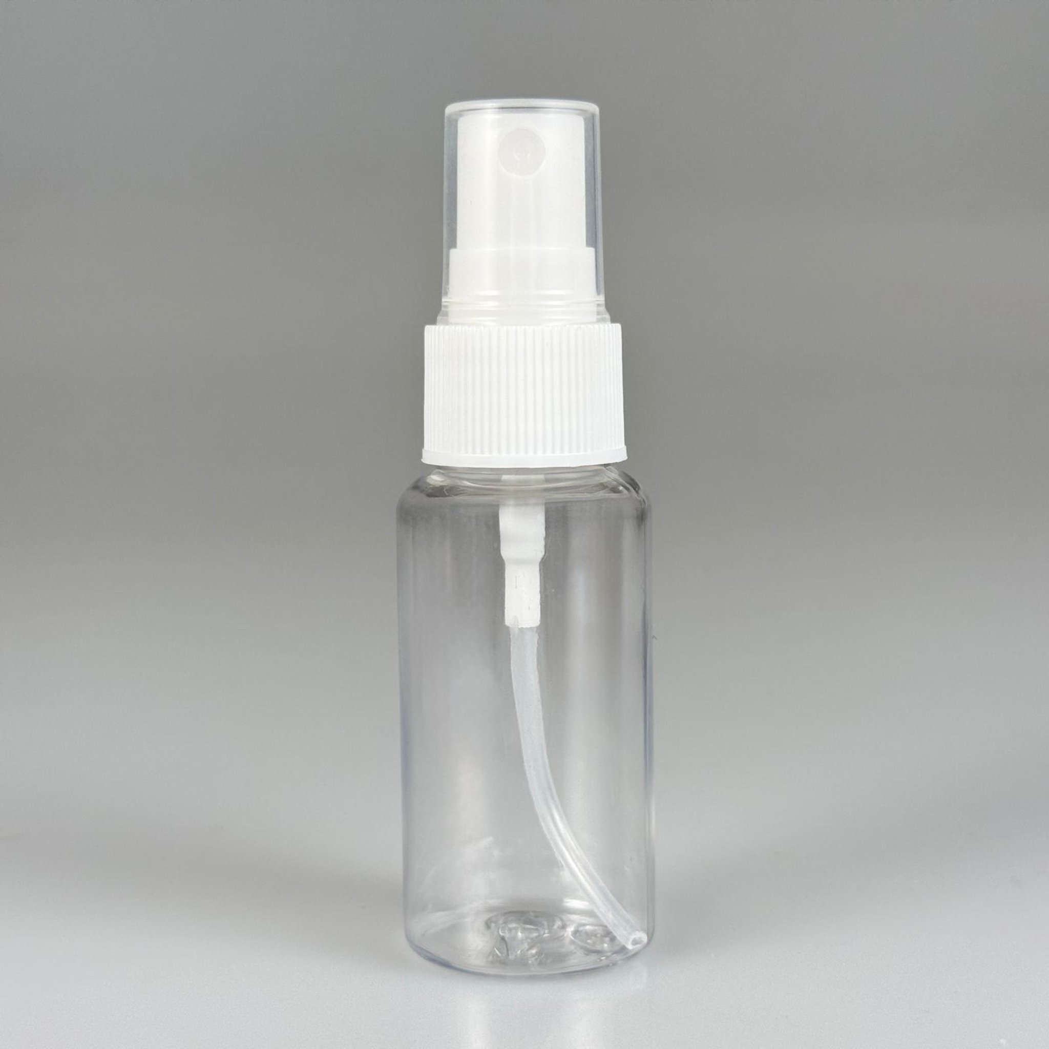 SPREYLİ MİNİ BOŞ PET ŞİŞE 30 ML - 30 CC ŞEFAF (8 GR) PET ŞİŞE + BEYAZ SPREY