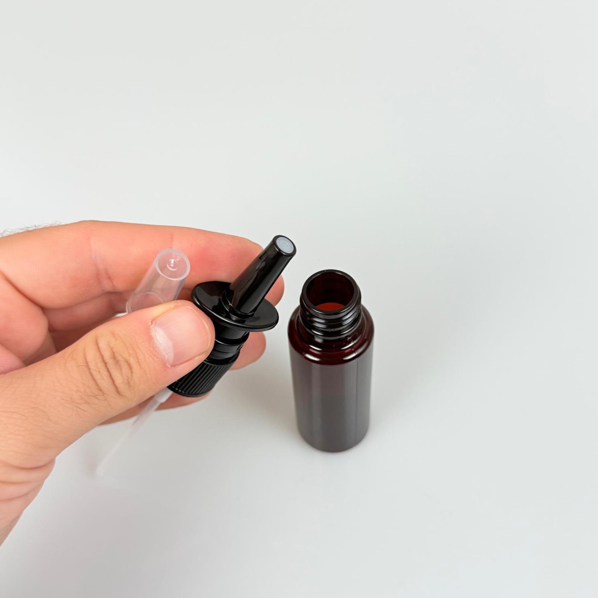 30 CC AMBER PET ŞİŞE- SİYAH NAZAL BURUN SPREYLİ 30 ML PLASTİK ŞİŞE