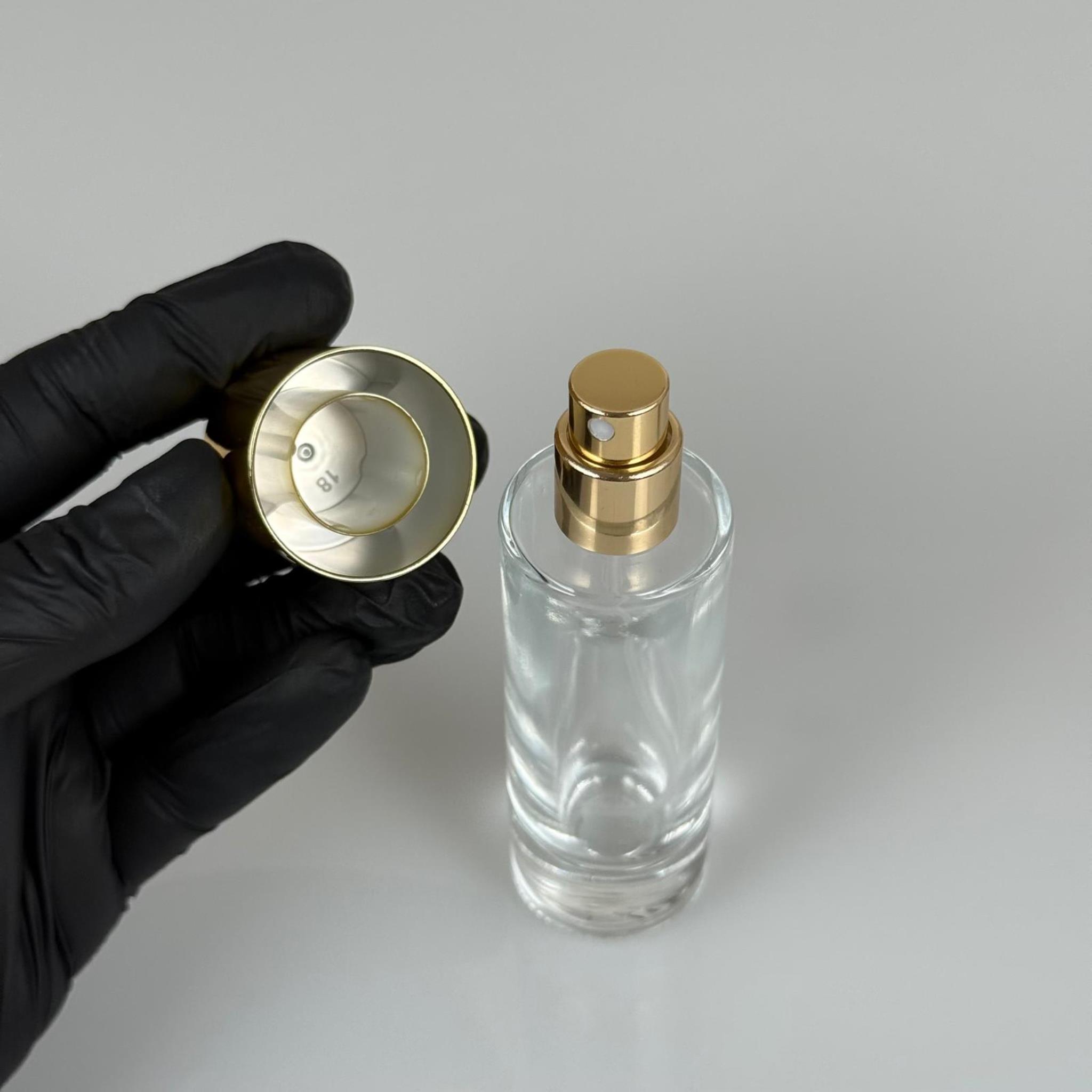 30 ML SİLİNDİR UZUN MODEL PARFÜM ŞİŞESİ - GOLD METAL SPREYLİ + GOLD GENİŞ KAPAKLI (AĞIZ 15 MM GEÇME KOLAY KAPAMA)
