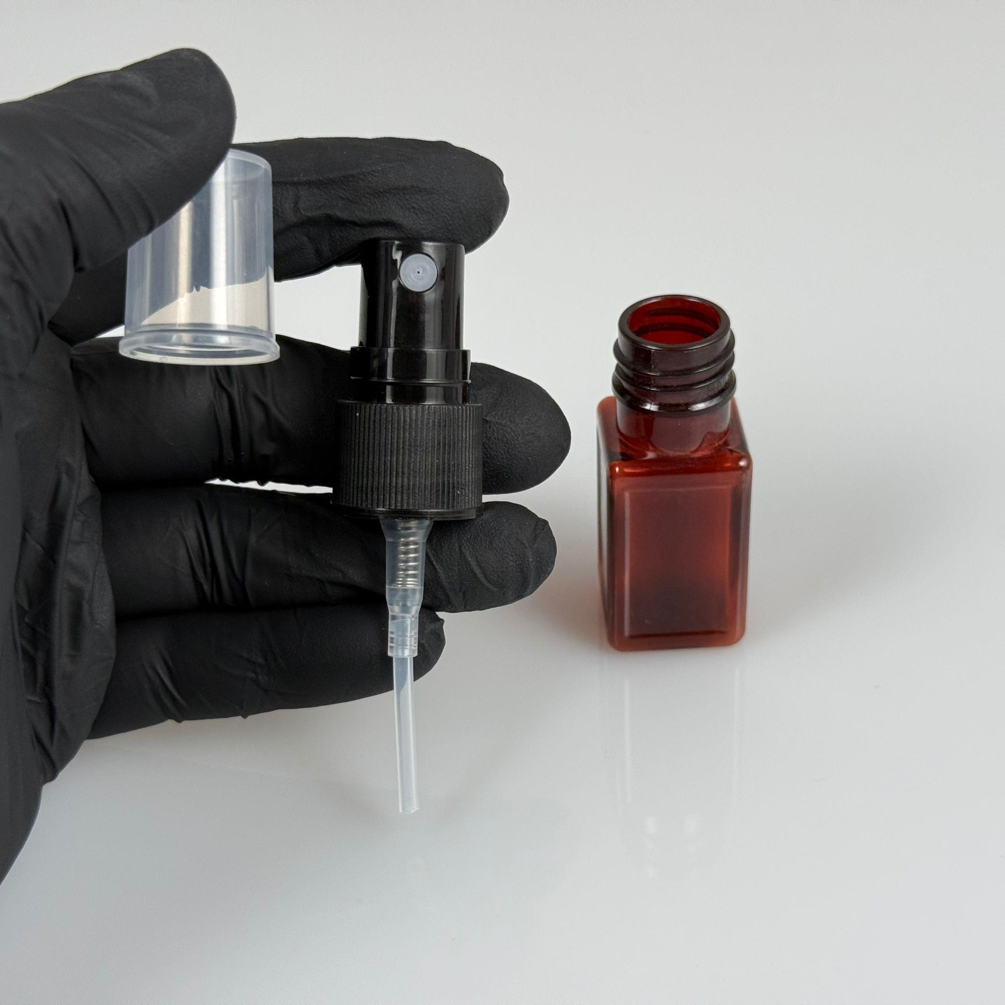 10 CC AMBER KARE PET ŞİŞE - SİYAH SPREYLİ TESTER 10 ML PLASTİK ŞİŞE