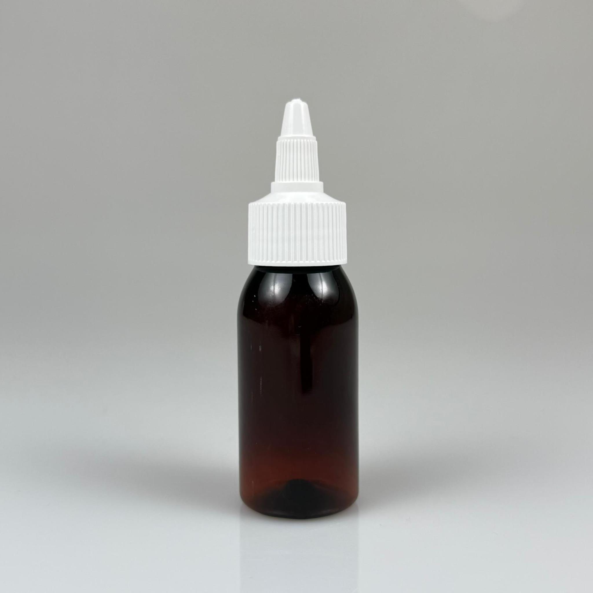 YAĞ, SOS, ACI SOS, SİRKE, SRIRACHA, MÜREKKEP, TUTKAL AKITICI VB BOŞ ŞİŞELERİ - BEYAZ SİVRİ TWİST AKITICI KAPAK + 50 ML AMBER SERT PET PLASTİK ŞİŞE TAKIM