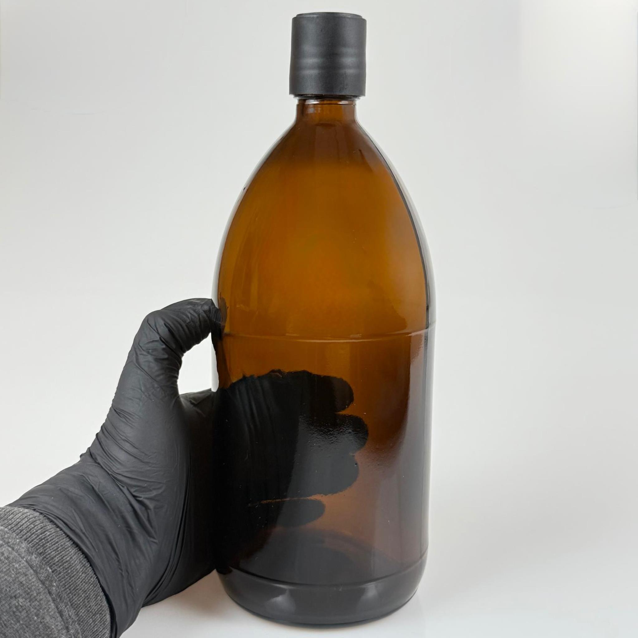 1000 CC AMBER TOMBUL ÖZEL SERİ CAM ŞİŞE - AKITICILI SİYAH DİSKTOP ŞAMPUAN KAPAKLI - 1000 ML CAM ECZA ŞİŞESİ - KAHVERENGİ