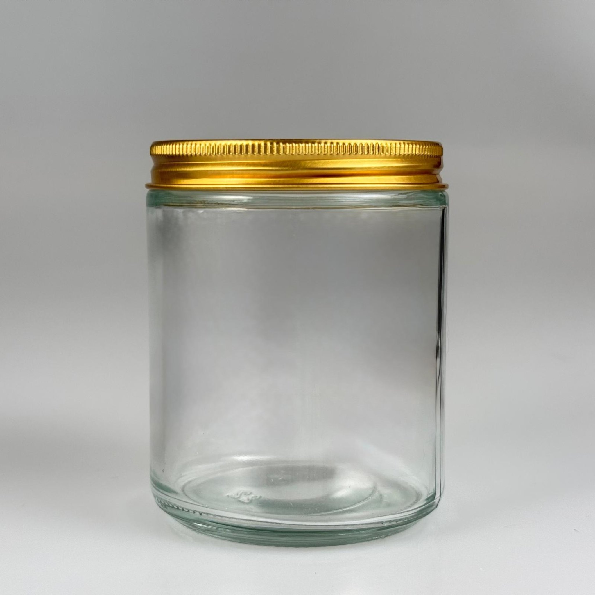 270 CC CAM ŞEFFAF MUM KAVANOZU - KÖPÜK CONTALI SIZDIRMAZ GOLD METAL KAPAKLI  - 270 ML KREM KAVANOZU - MUM KAVANOZLARI - MEDİKAL KAVANOZ