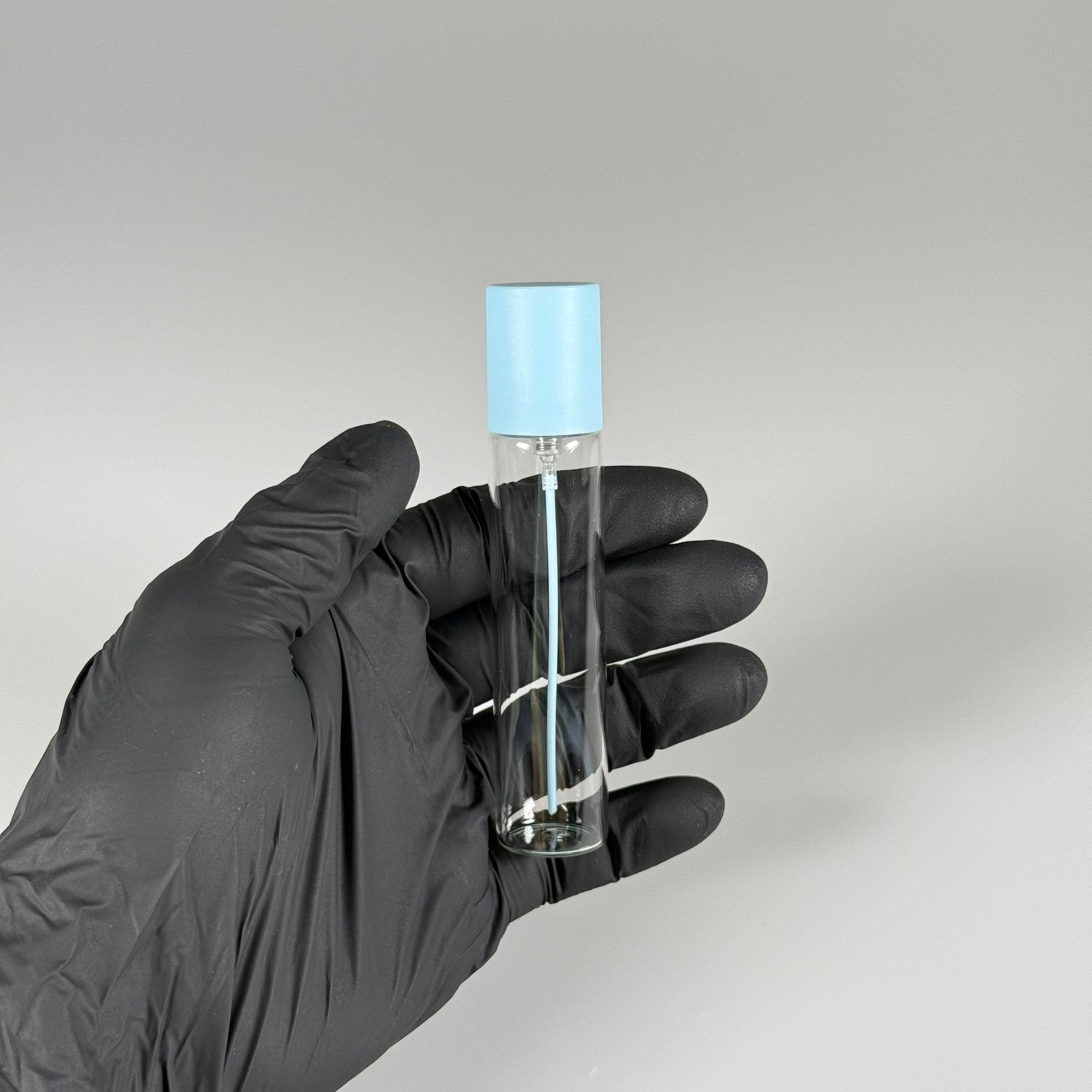 PARFÜM ŞİŞESİ 25 ML - 25 CC PARFÜM AMBALAJI VALFLİ (GEÇME AĞIZ) CAM KALEM PARFÜM İÇİN ŞİŞELERİ - MAVİ SPREY + KAPAKLI SET TAKIM