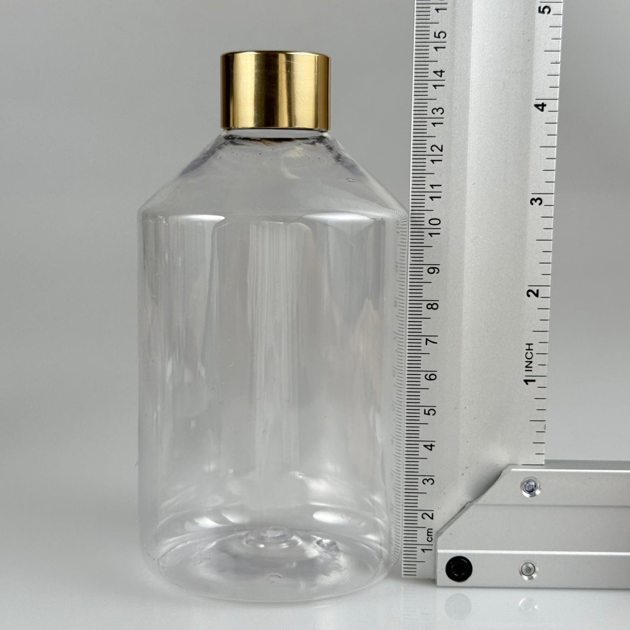 500 CC KÜT BOYUNLU ŞEFFAF PET ŞİŞE + ALÜMİNYUM KAPLAMALI GOLD KAPAKLI TAKIM - 500 ML PET ŞİŞE