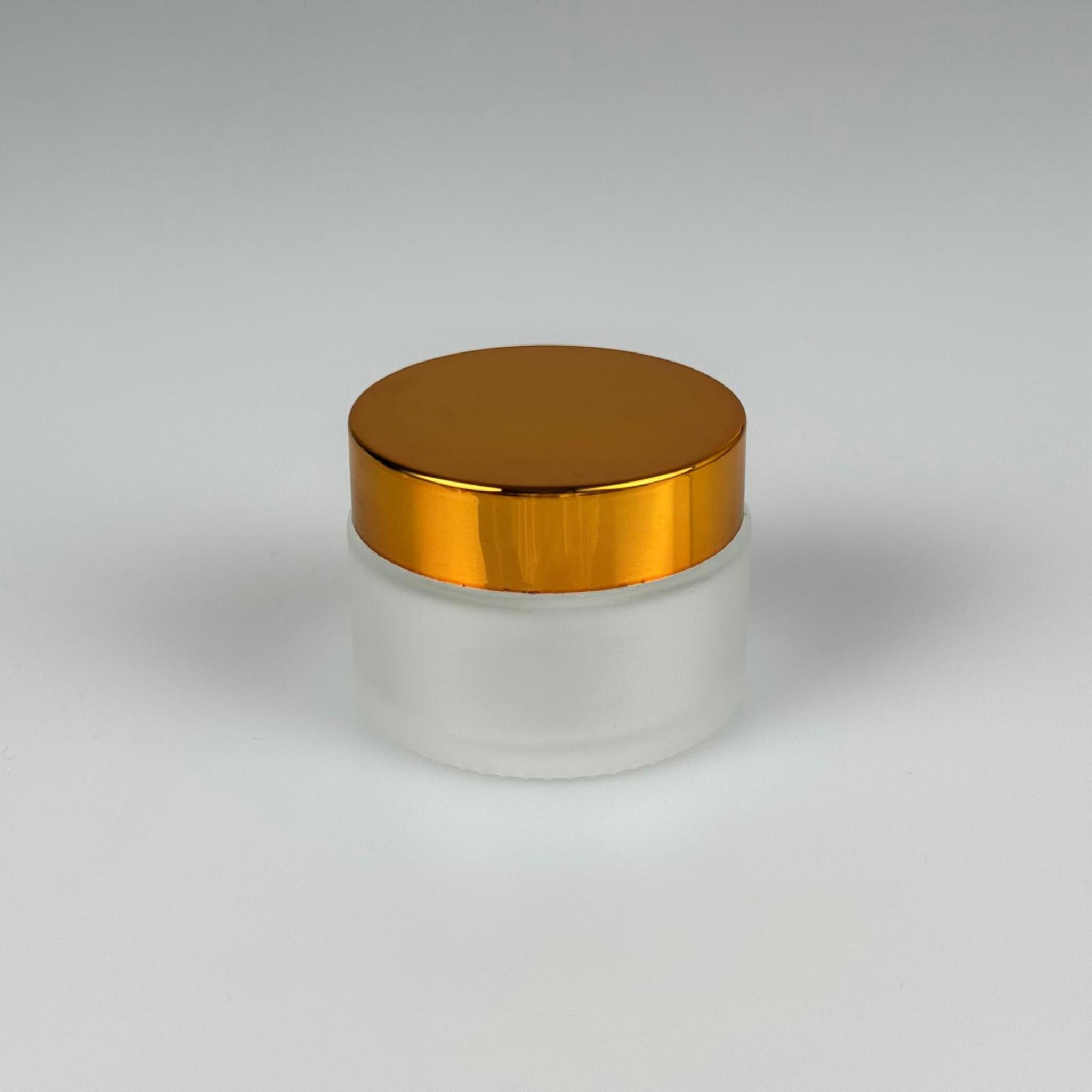 30 CC BUZLU CAM KREM KAVANOZU + GOLD KAPAK + İÇ TIPA - 30 ML Kozmetik ve Bakım Ürünleri İçin Cam Kavanozları