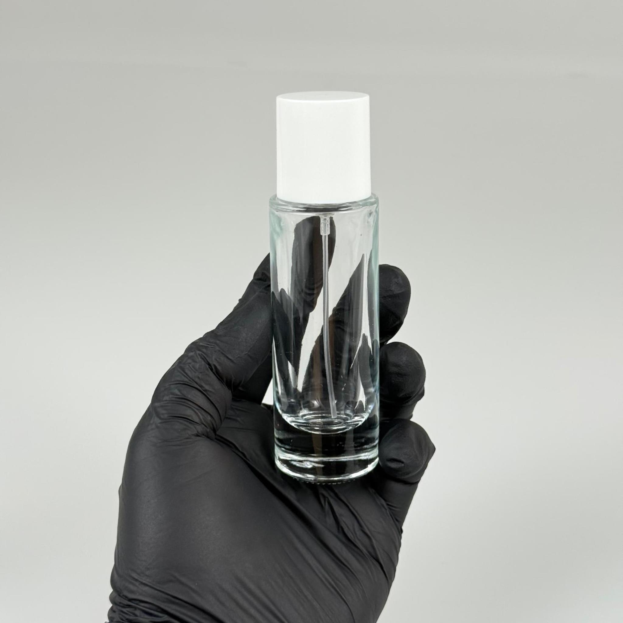 30 ML SİLİNDİR UZUN MODEL PARFÜM ŞİŞESİ - GOLD METAL SPREYLİ + BEYAZ PLASTİK KAPAKLI (AĞIZ 15 MM GEÇME KOLAY KAPAMA)