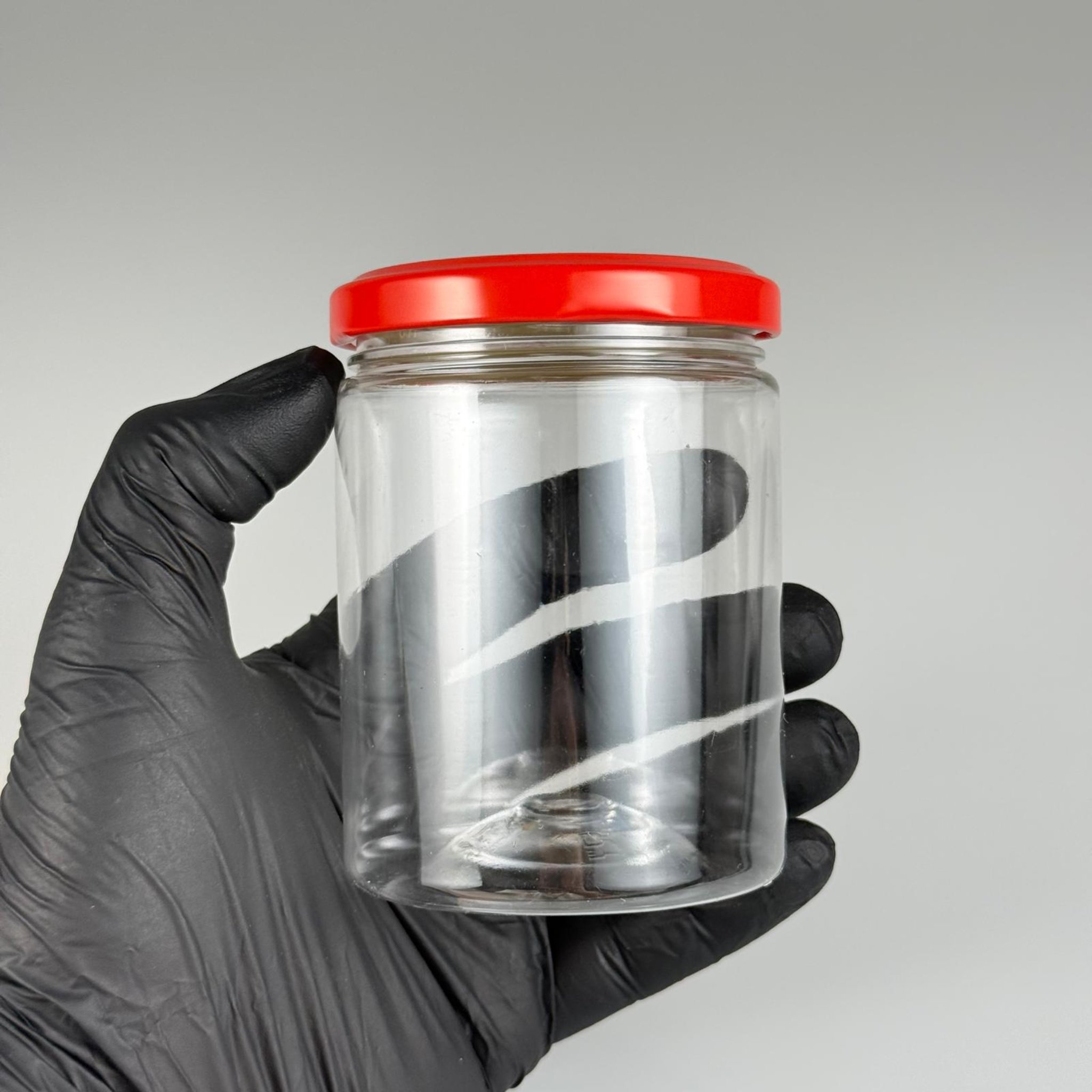 250 CC SİLİNDİR PET KAVANOZ + DÜĞMELİ KIRMIZI METAL KAPAKLI TAKIM - 250 ML PLASTİK KAVANOZ