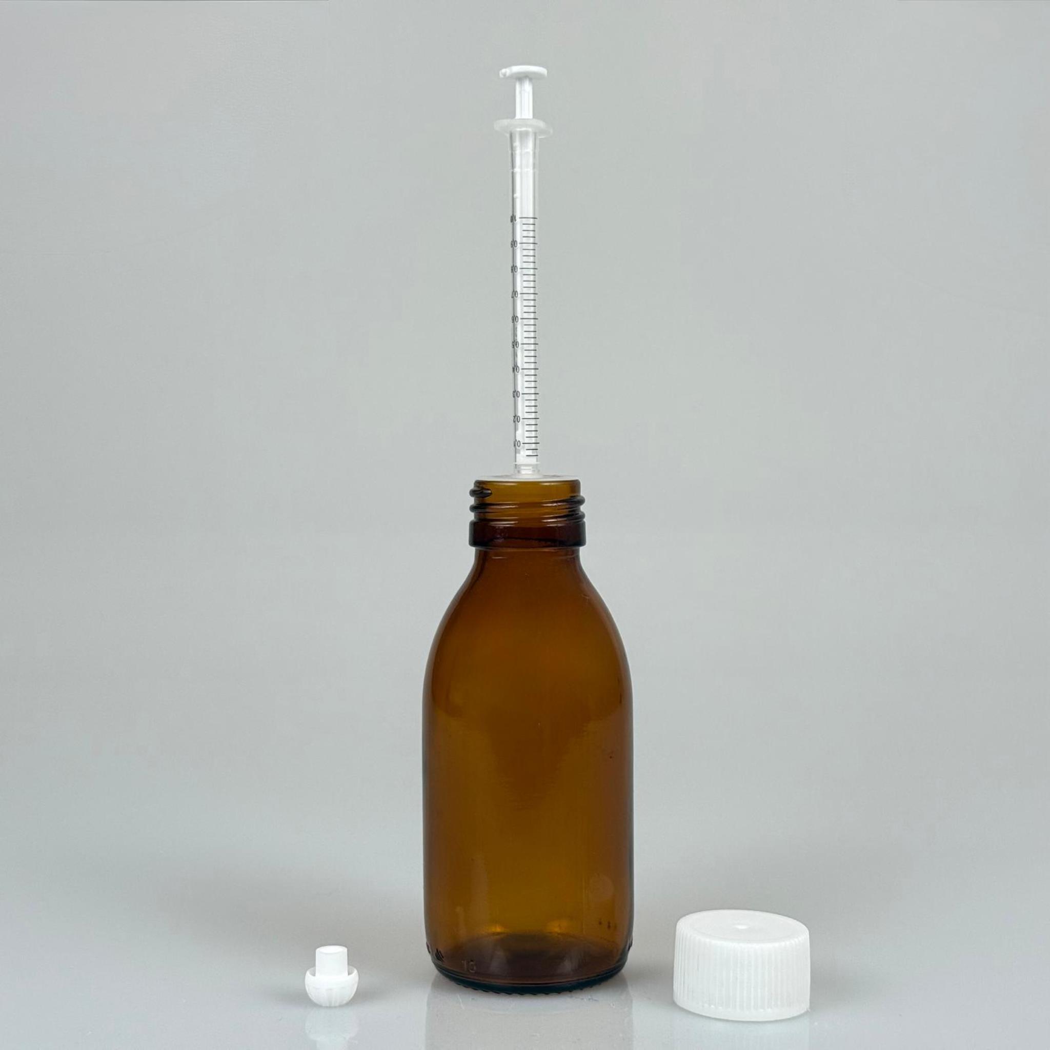 125 ML CAM ECZA ŞİŞESİ + 1 ML DOZAJ PİPETİ + DOZAJ TIPASI + CONTALI PLASTİK KAPAK TAKIM