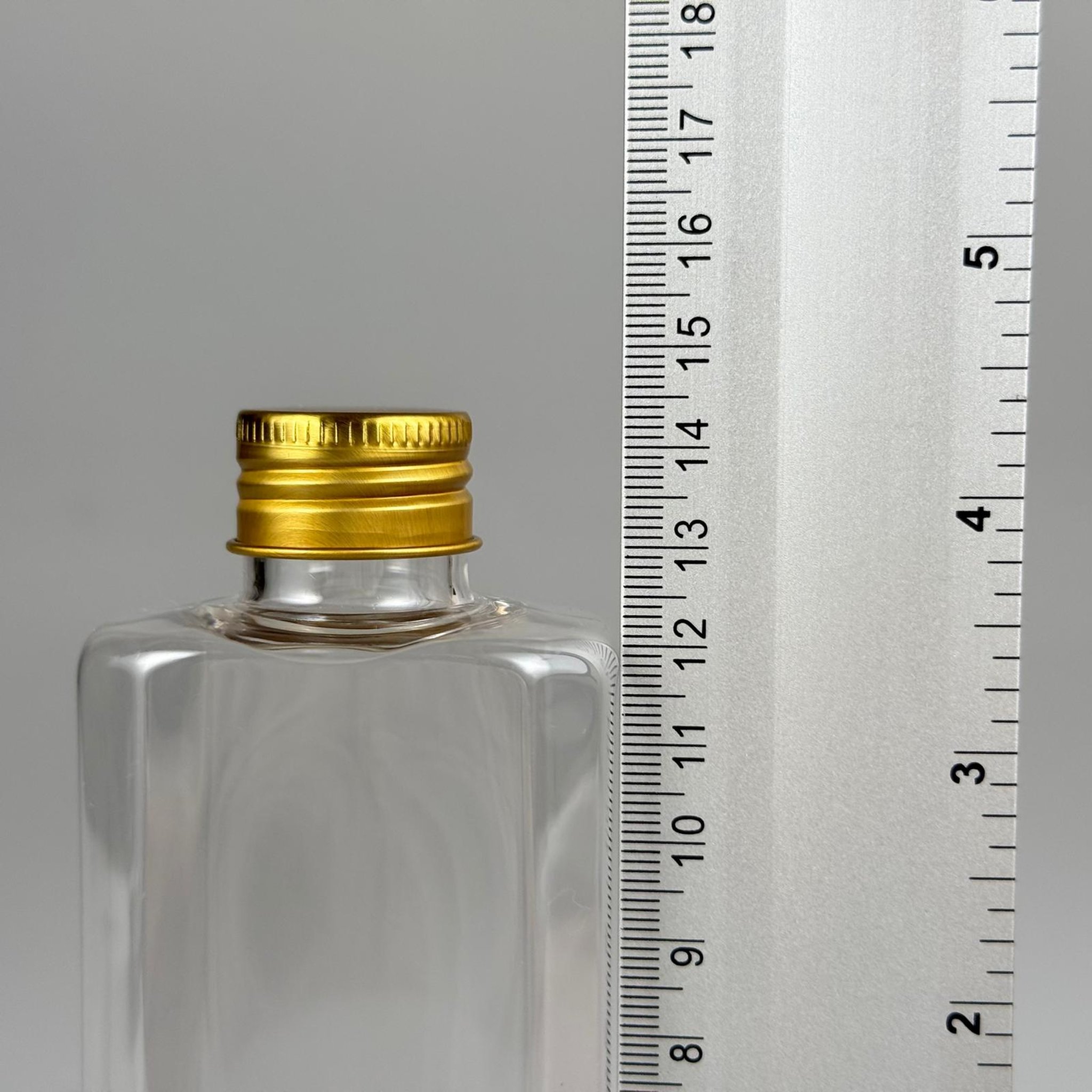 200 CC YASSI MODEL ŞEFFAF PET ŞİŞE (24 AĞIZ) + KÖPÜK CONTALI GOLD METAL ALÜMİNYUM KAPAK TAKIM - 200 ML KAPAKLI PLASTİK ŞİŞELER