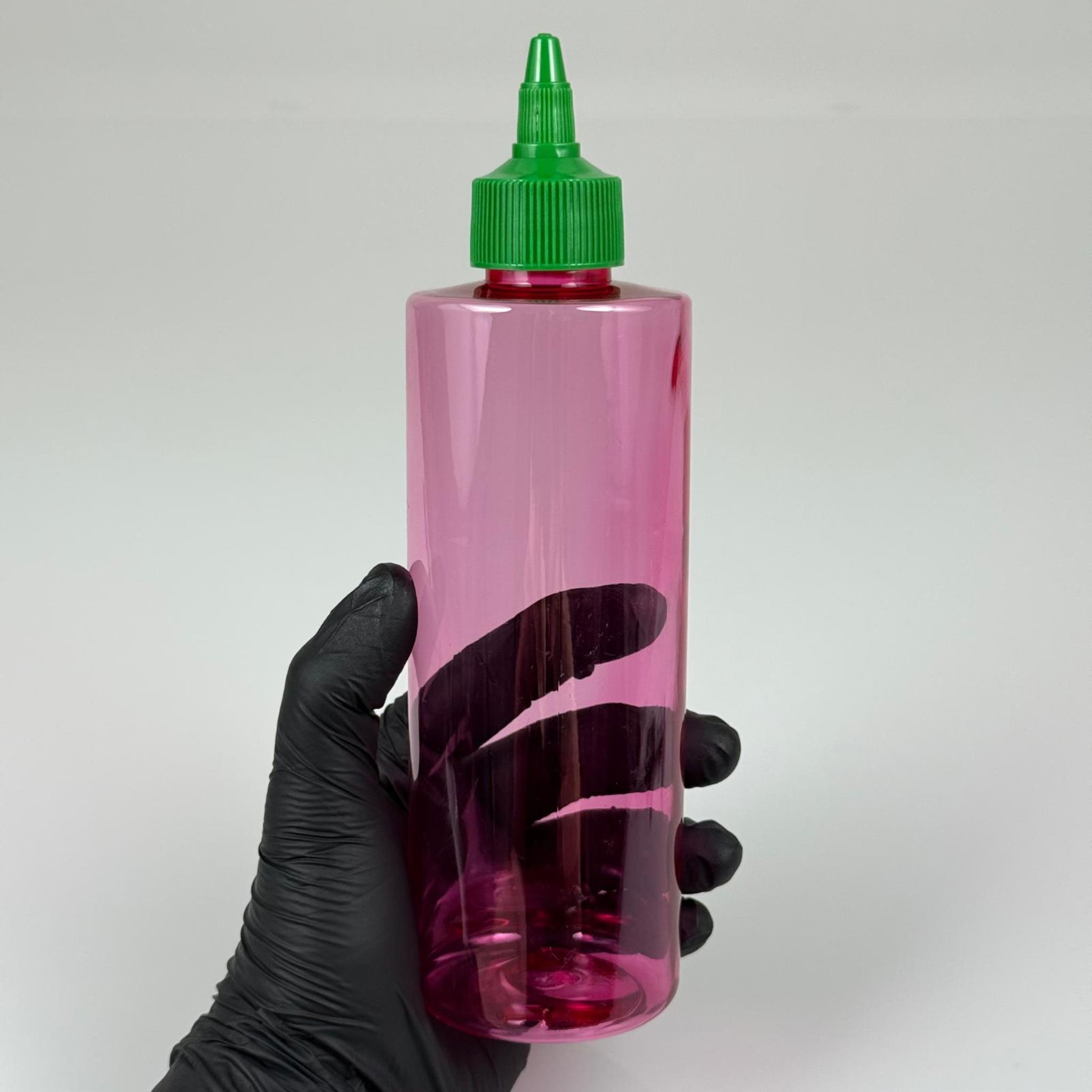 ZEYTİNYAĞI, SOS, ACI SOS, SİRKE, SRIRACHA VB BOŞ ŞİŞELERİ - YEŞİL SİVRİ TWİST AKITICI KAPAK + 400 ML PEMBE PET PLASTİK ŞİŞE TAKIM