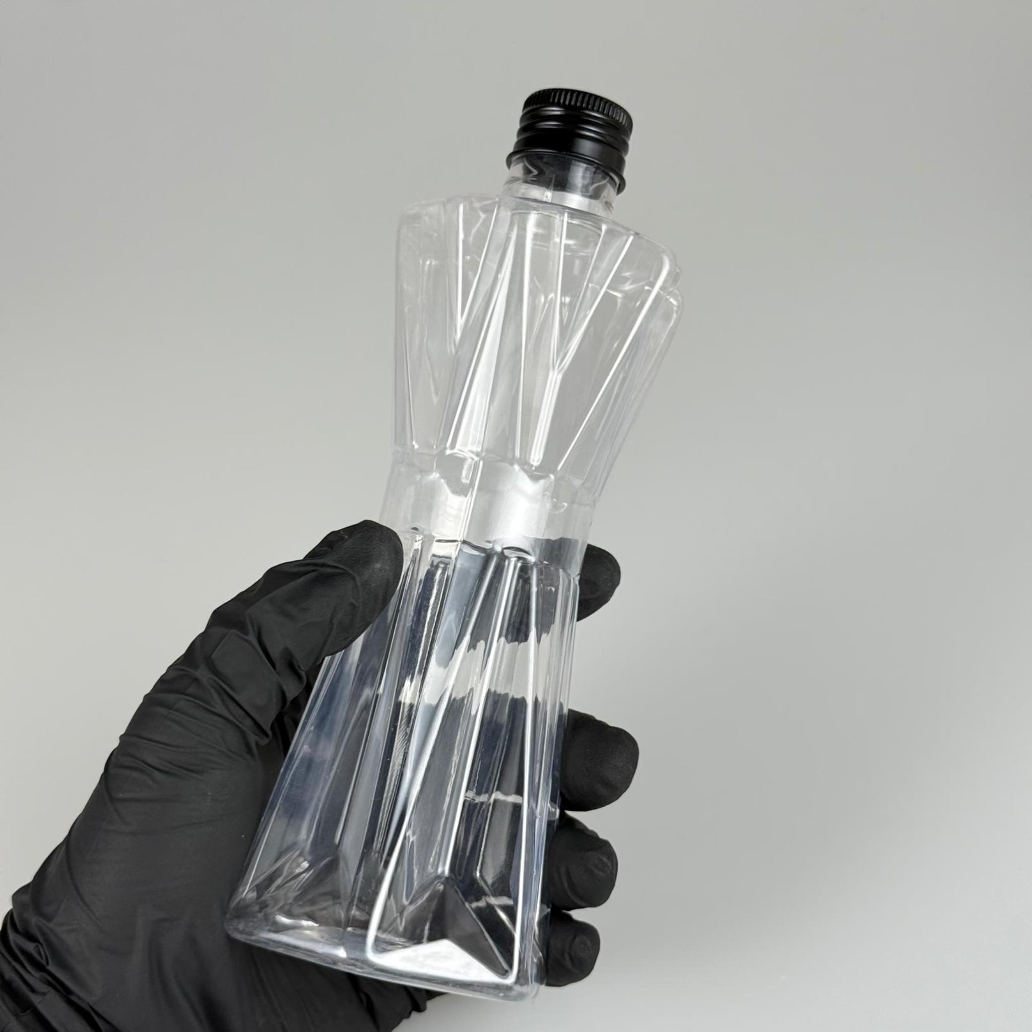 300 CC ELMAS MODEL PET ŞİŞE - 24 AĞIZ (27 GR) + KÖPÜK CONTALI SİYAH METAL ALÜMİNYUM KAPAK - 300 ML PET ŞİŞE