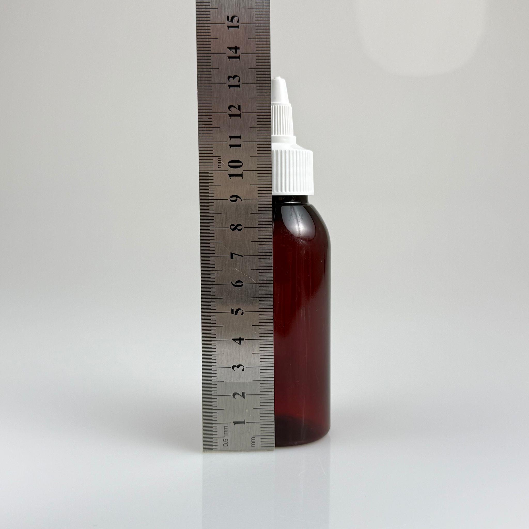 YAĞ, SOS, ACI SOS, SİRKE, SRIRACHA, MÜREKKEP, TUTKAL AKITICI VB BOŞ ŞİŞELERİ - BEYAZ SİVRİ TWİST AKITICI KAPAK + 100 ML AMBER SERT PET PLASTİK ŞİŞE TAKIM