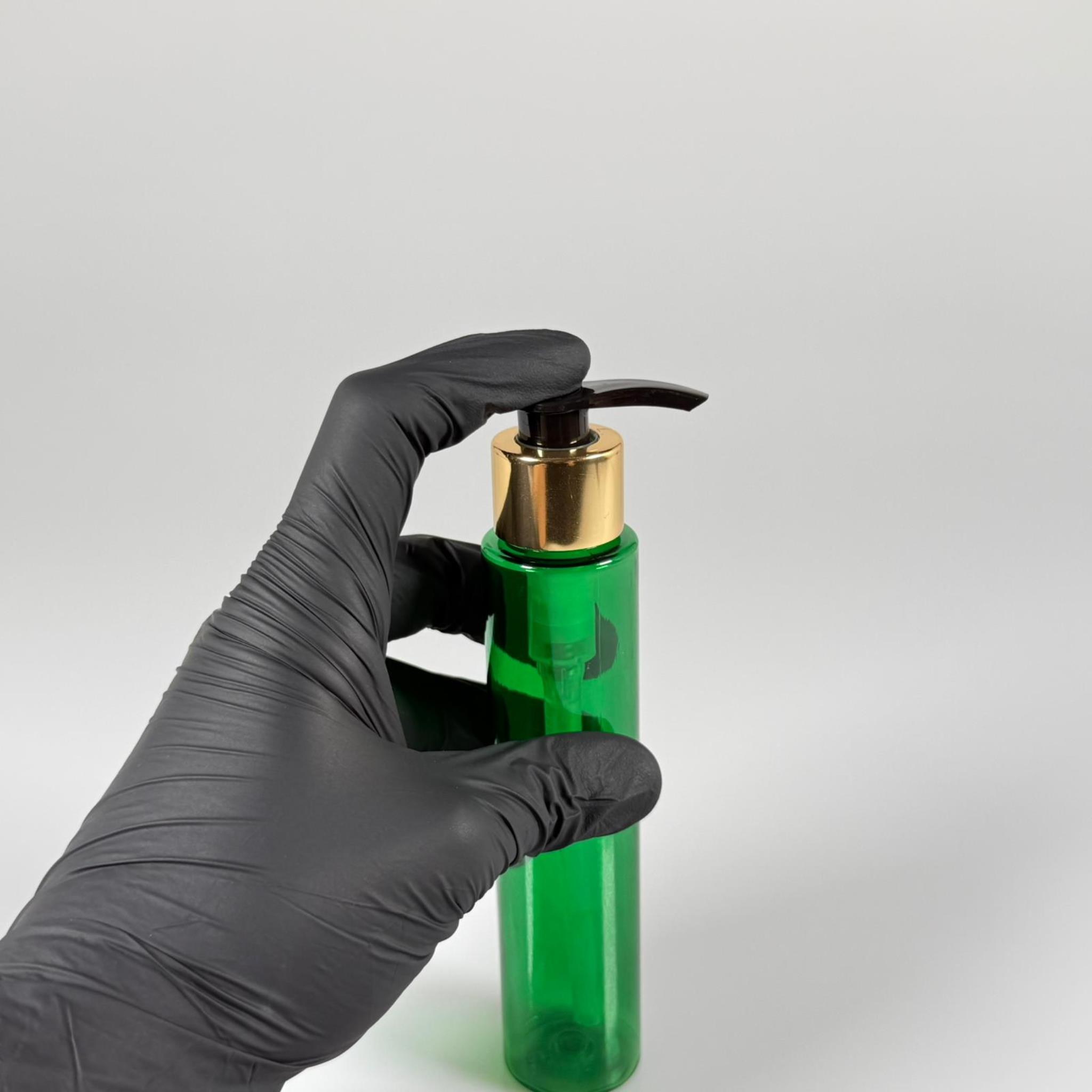 100 CC UZUN SİLİNDİR YEŞİL PET ŞİŞE (24 GR)  - GOLD SABUN POMPALI - 100 ML BİBERİYE SUYU, LAVANTA YAĞI, SAÇ SERUM, TONİK VB İÇİN PLASTİK KOZMETİK AMBALAJLARI