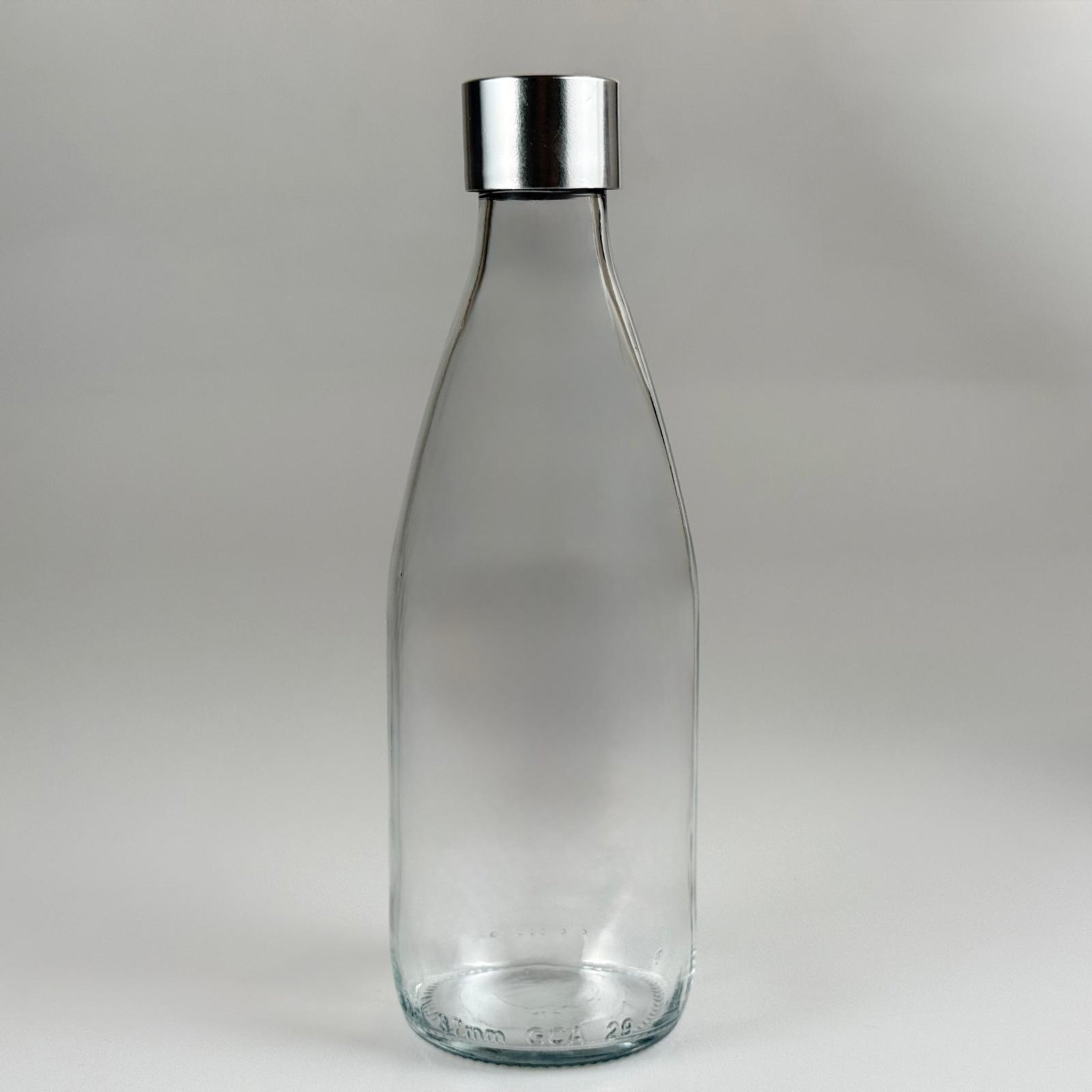 330 CC CAM ŞİŞE + ALÜMİNYUM KAPLAMALI GÜMÜŞ KAPAKLI TAKIM - 330 ML SU ŞİŞESİ