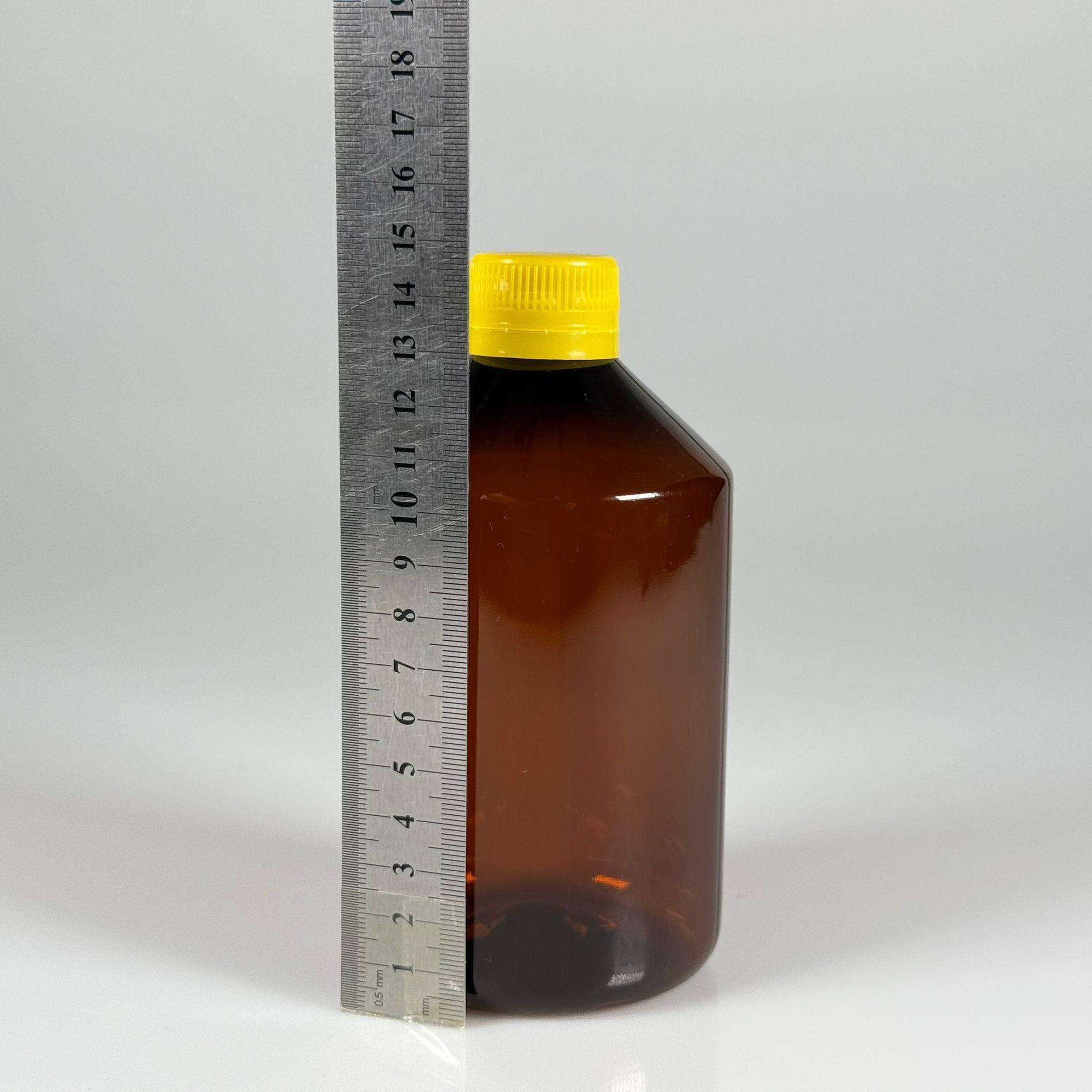 500 CC AMBER SERT PLASTİK ŞİŞE - SARI KİLİTLİ KAPAKLI  - 500 ML KAHVERENGİ PET ŞİŞE