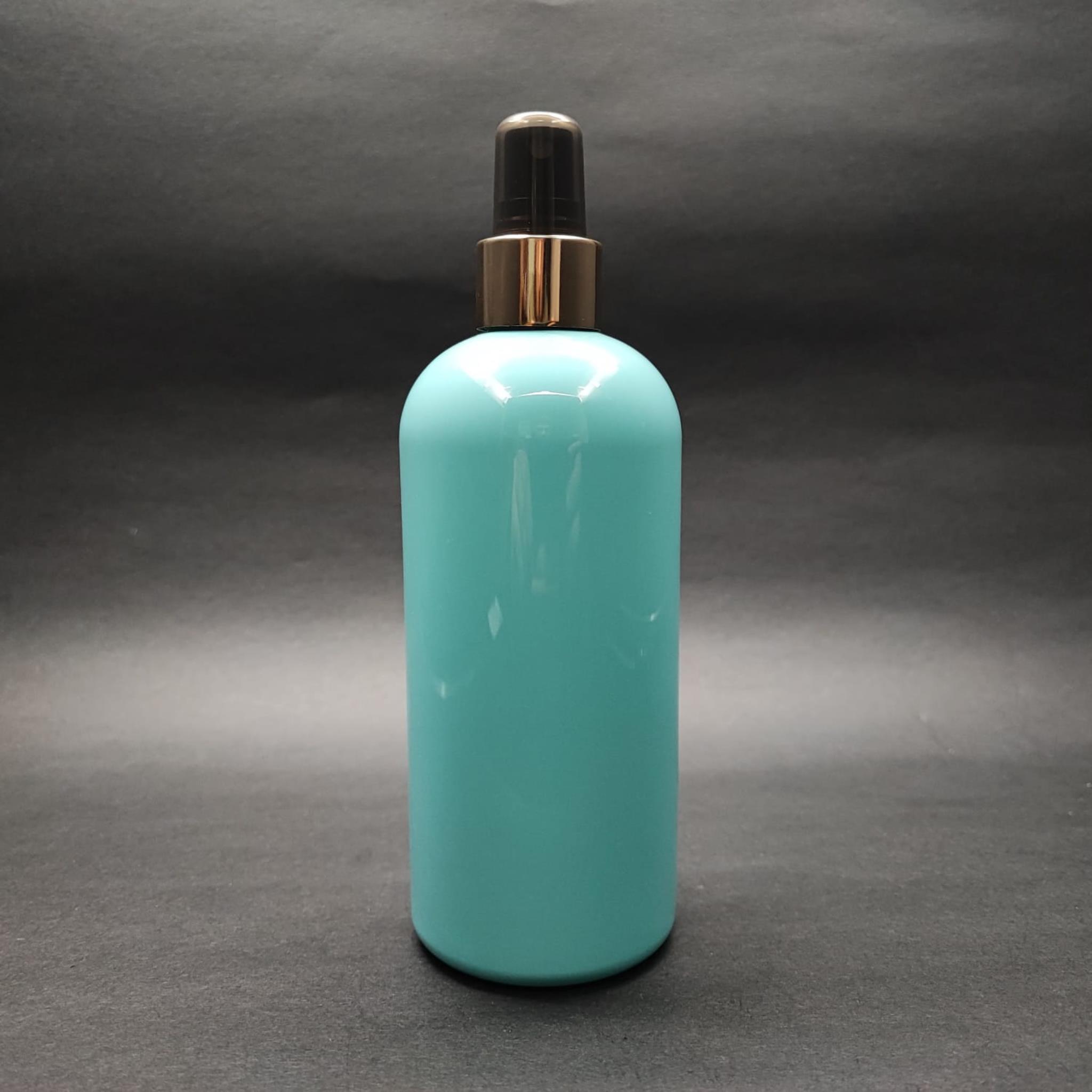 400 CC OVAL BOYUNLU SİLİNDİR PET ŞİŞE (30 GR) - GOLD SPREYLİ - 400 ML PLASTİK ŞİŞE - TURKUAZ