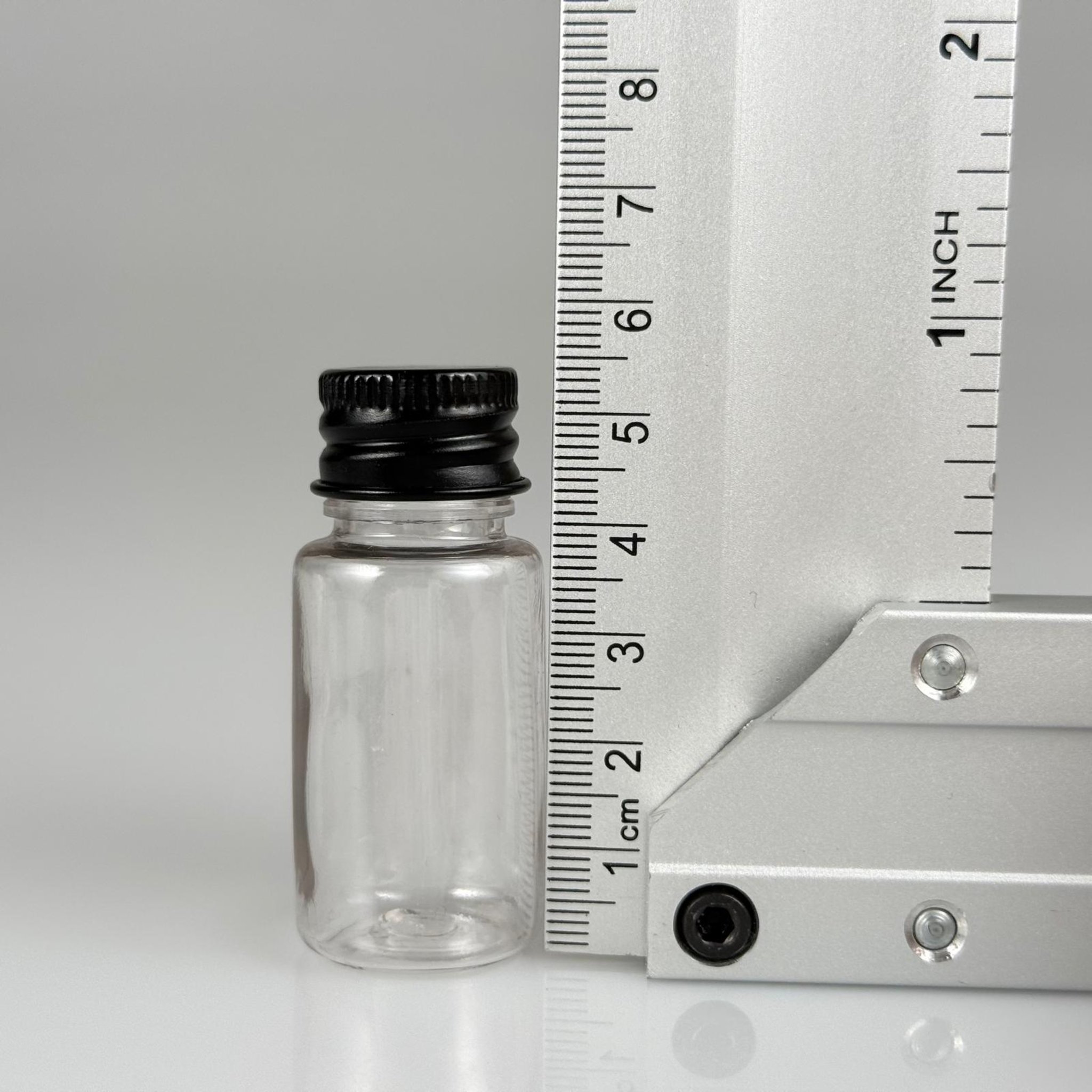 10 CC ŞEFFAF PET SHOT ŞİŞE - KÖPÜK CONTALI SİYAH ALÜMİNYUM METAL KAPAKLI + DAMLALIKLI KOLONYA TIPALI TAKIM - 10 ML PLASTİK ŞİŞE