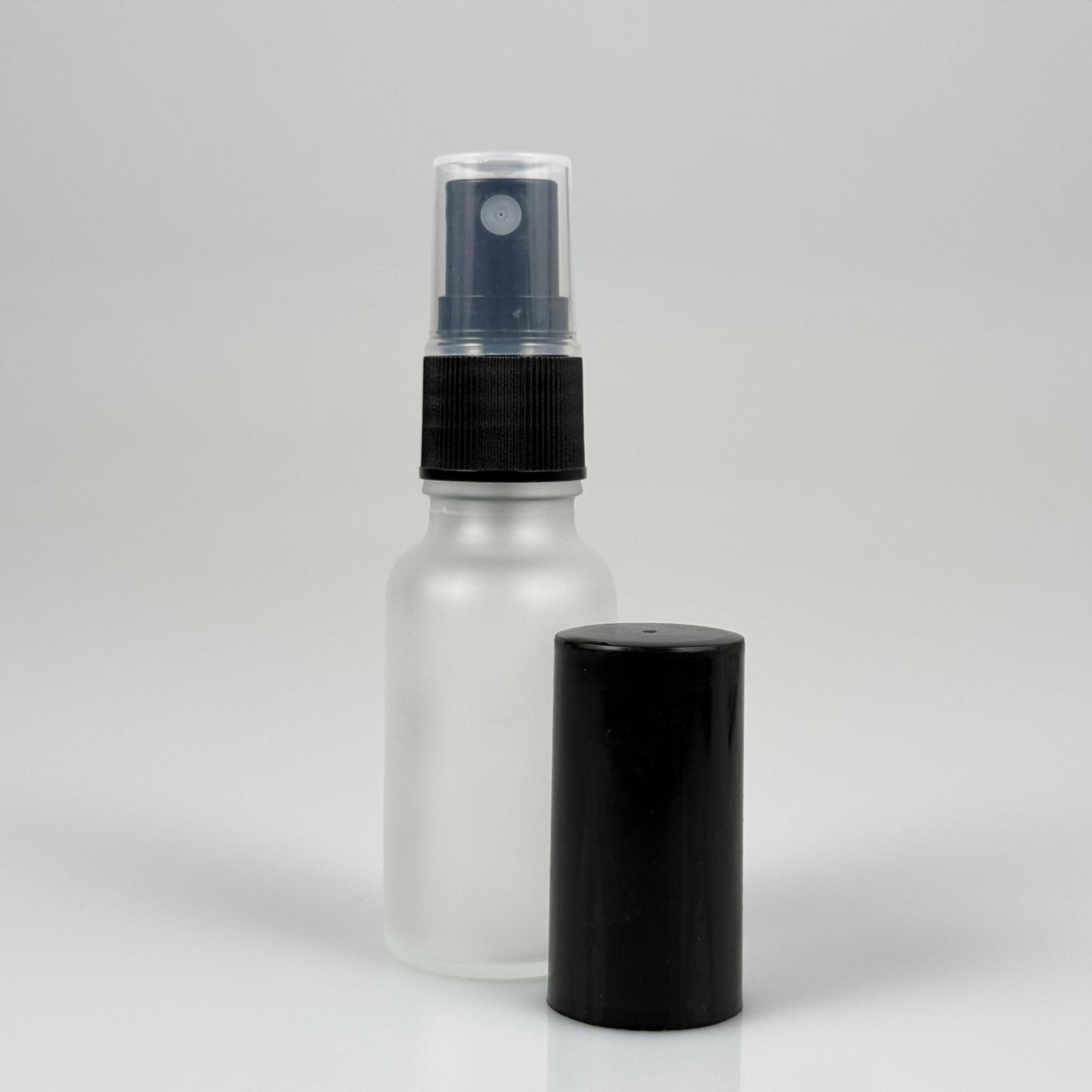 20 CC BUZLU CAM ŞİŞE - SİYAH PLASTİK KAPAK - SİYAH SPREYLİ - 20 ML PARFÜM ŞİŞESİ