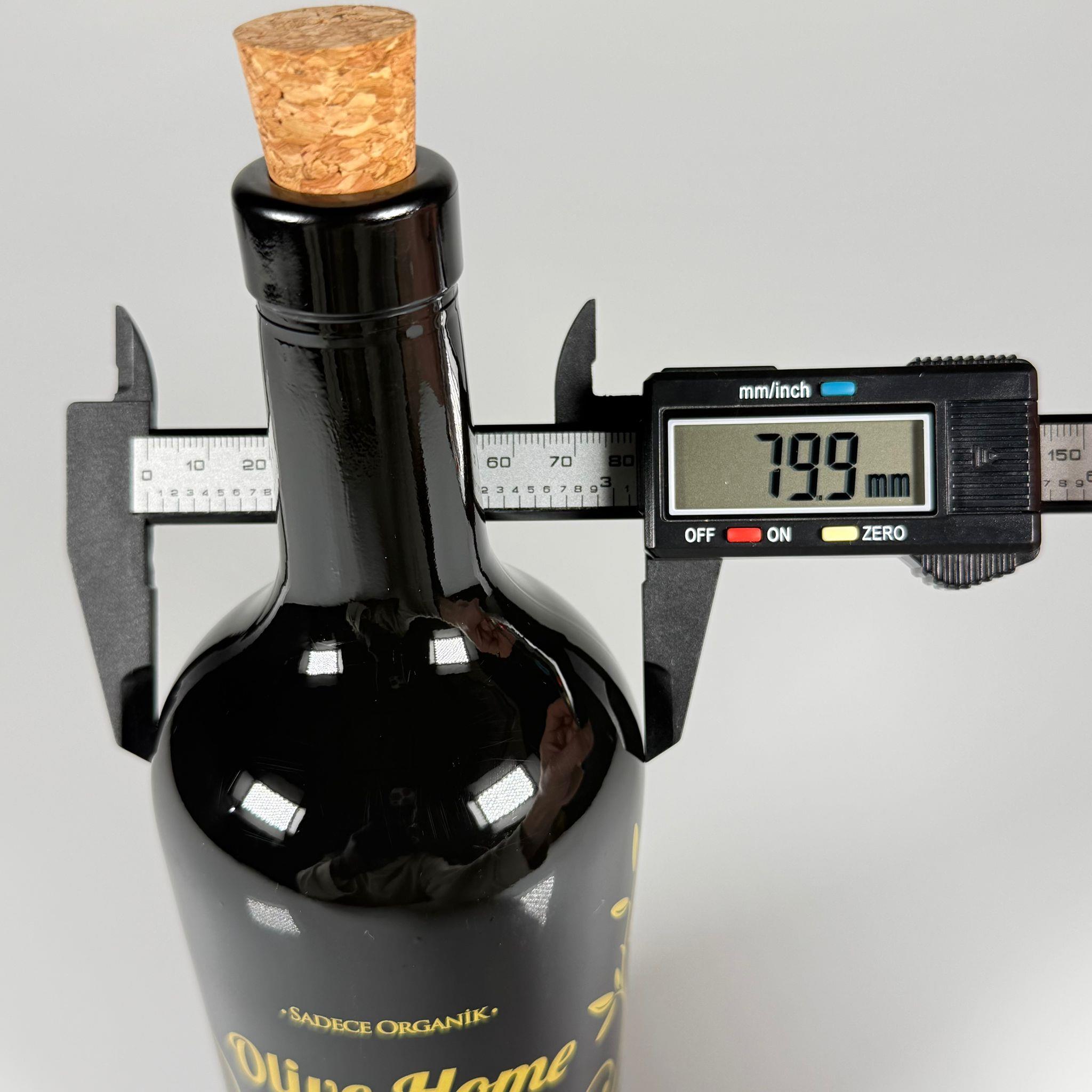 500 CC SİYAH OLİVE YAZI CAM ZEYTİNYAĞ ŞİŞESİ - MANTAR TIPALI - 500 ML YAĞDANLIK BASKILI CAM ŞİŞE