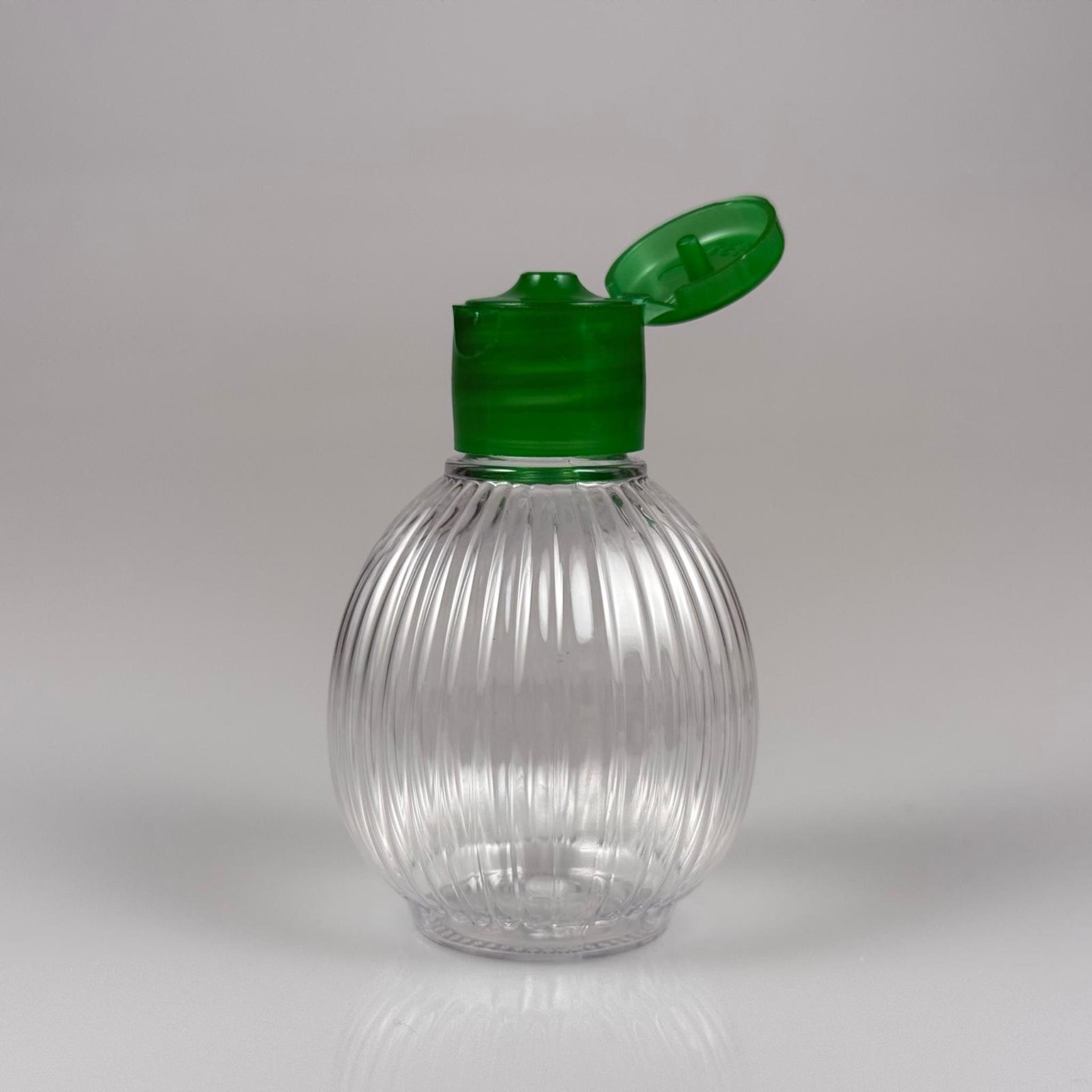 50 CC TOP ÇİZGİLİ DESENLİ 18 MM YEŞİL FLİPTOP KAPAKLI PET ŞİŞE - 50 ML TOP MODEL ÇİZGİLİ FLİPTOP KAPAKLI PLASTİK ŞİŞE