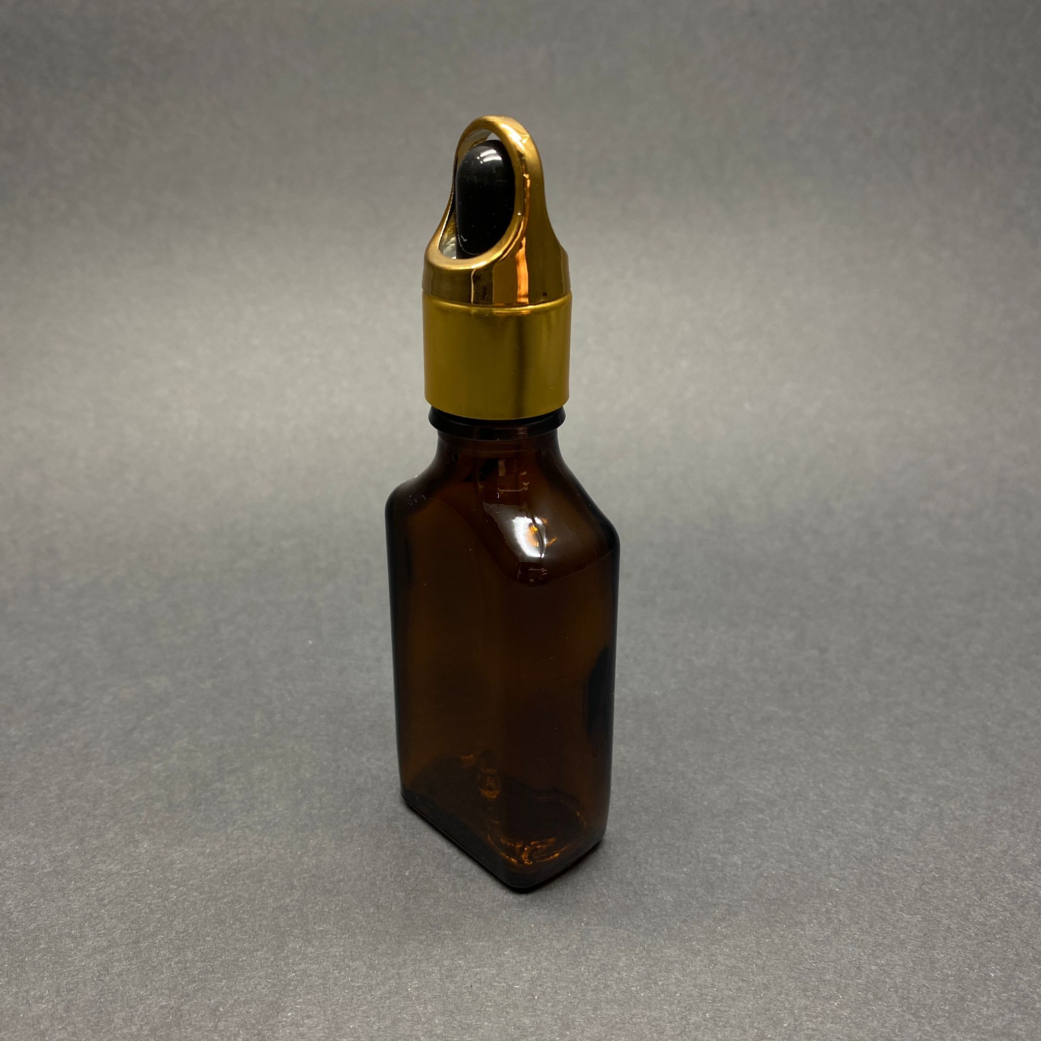 30 CC AMBER YASSI CAM DAMLALIKLI ŞİŞE - SİYAH EMZİK - GOLD FLOWER SEPET MODEL METALİK KAPAK - 30 ML CAM DAMLALIKLI ŞİŞE