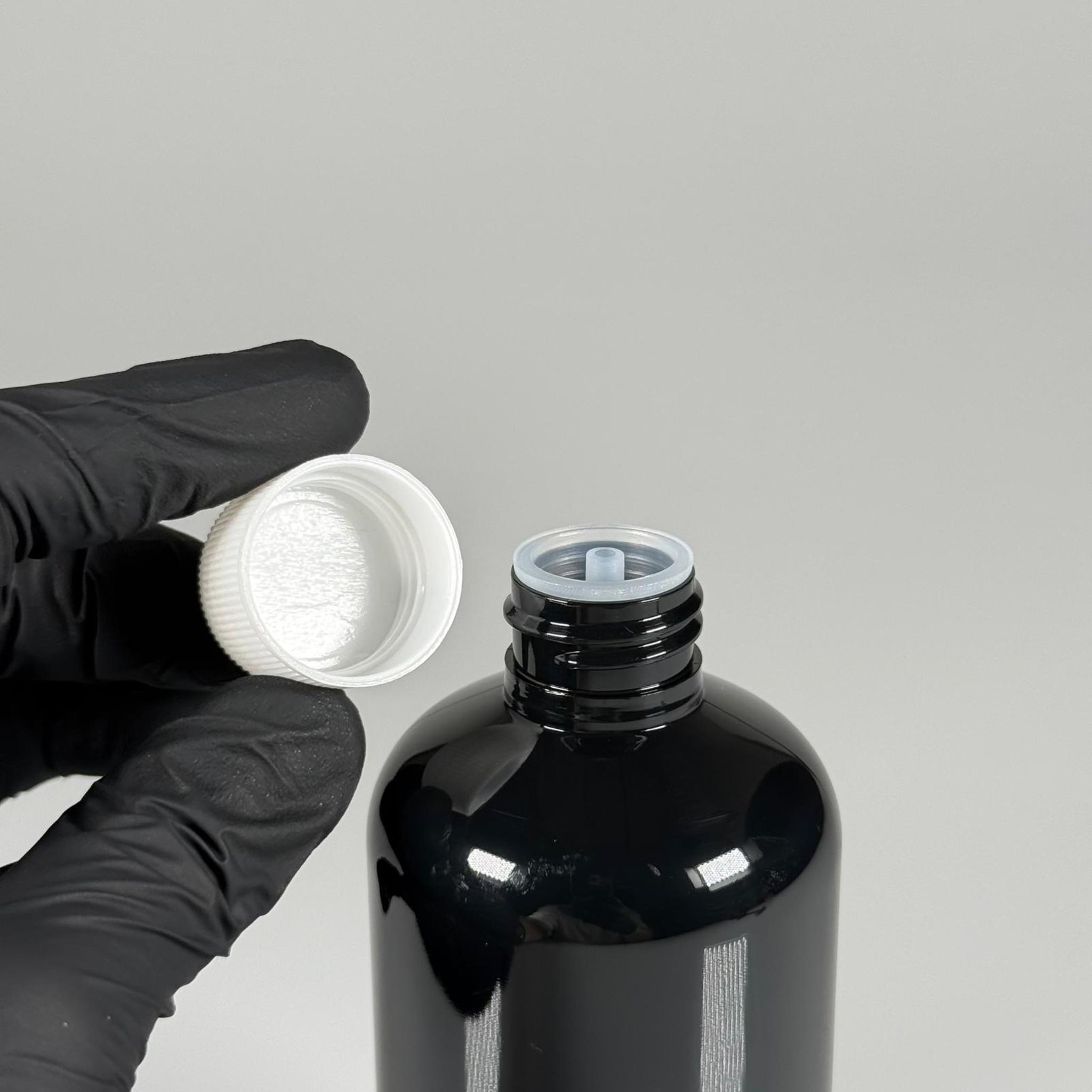 250 CC SİYAH ŞİŞE - BEYAZ KAPAKLI - KOLONYA TIPALI - 250 ML PLASTİK KOLONYA ŞİŞESİ - ZEYNEP MODEL PET ŞİŞE