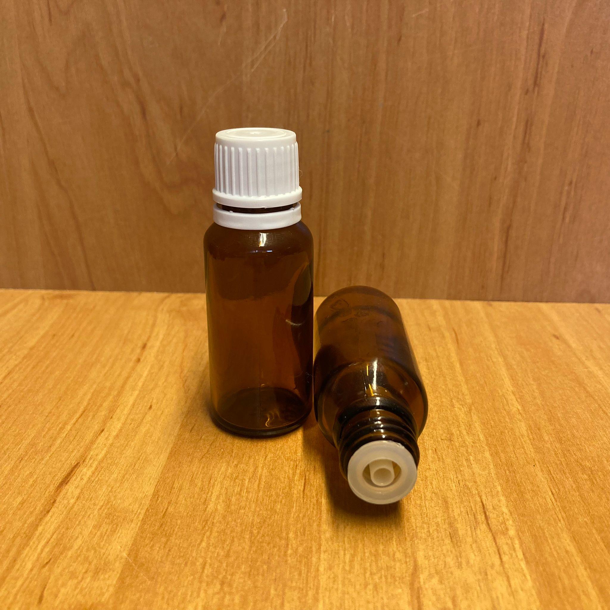 20 CC AMBER İÇTEN DAMLALIKLI - BEYAZ KİLİT KAPAKLI CAM ŞİŞE - 20 ML KAHVERENGİ YENİ İÇTEN DAMLALIKLI CAM ŞİŞE