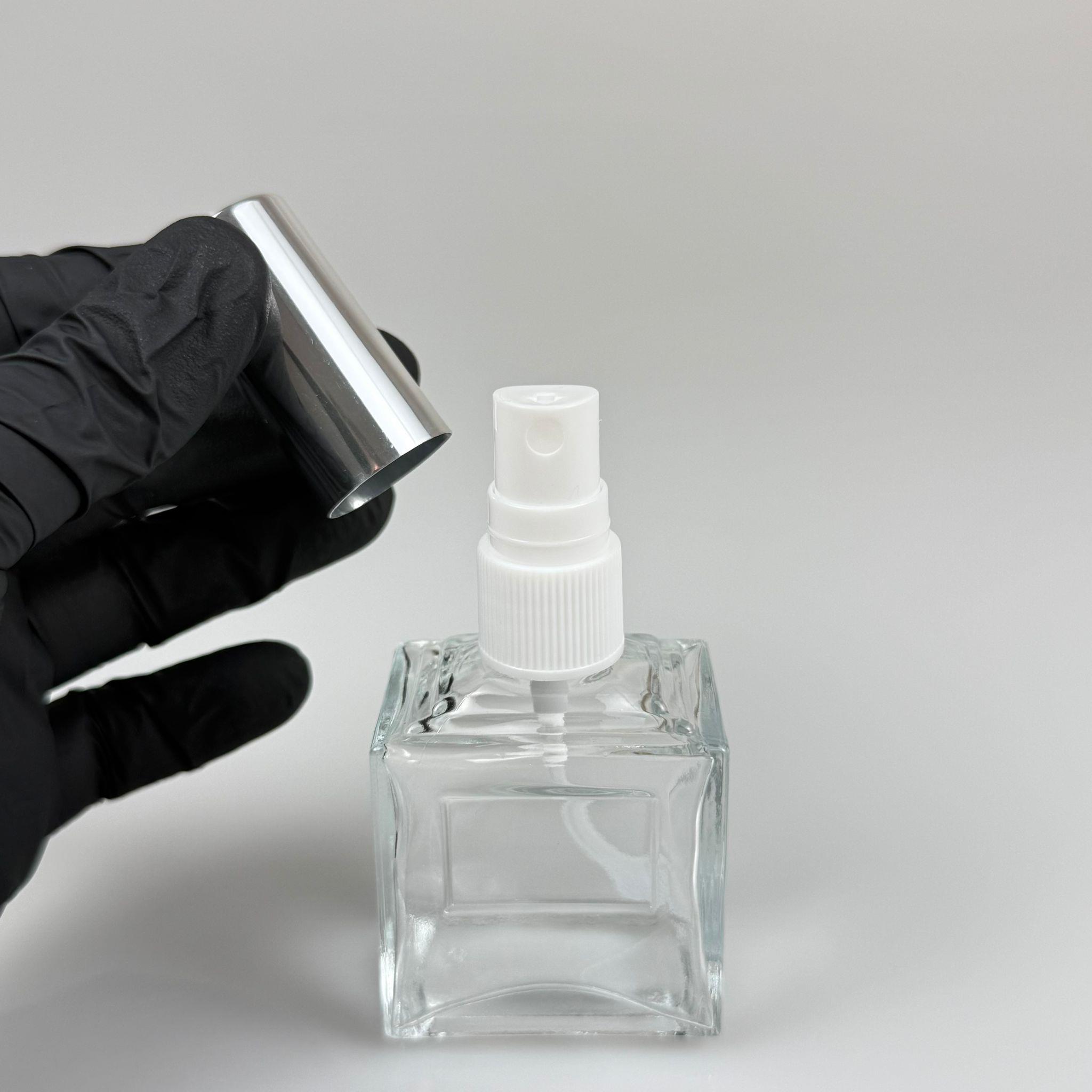 50 CC KÖŞELİ PRİZMA CAM ŞİŞE - VİDALI GÜMÜŞ SPREYLİ PARFÜM KOLONYA ŞİŞESİ TAKIM - 50 ML PRESTİJLİ ŞİŞE